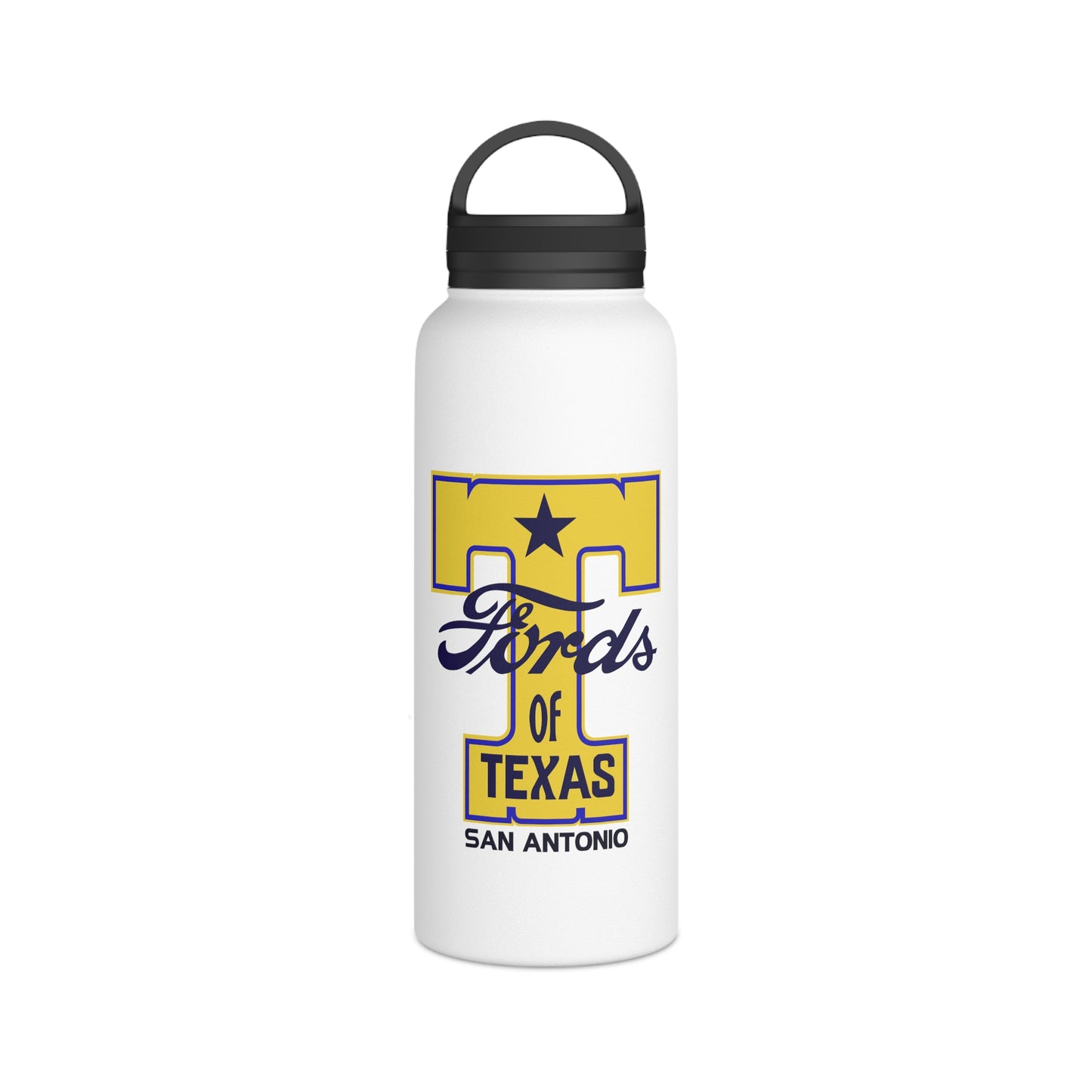 T Fords of Texas Stainless Steel Water Bottle, Handle Lid