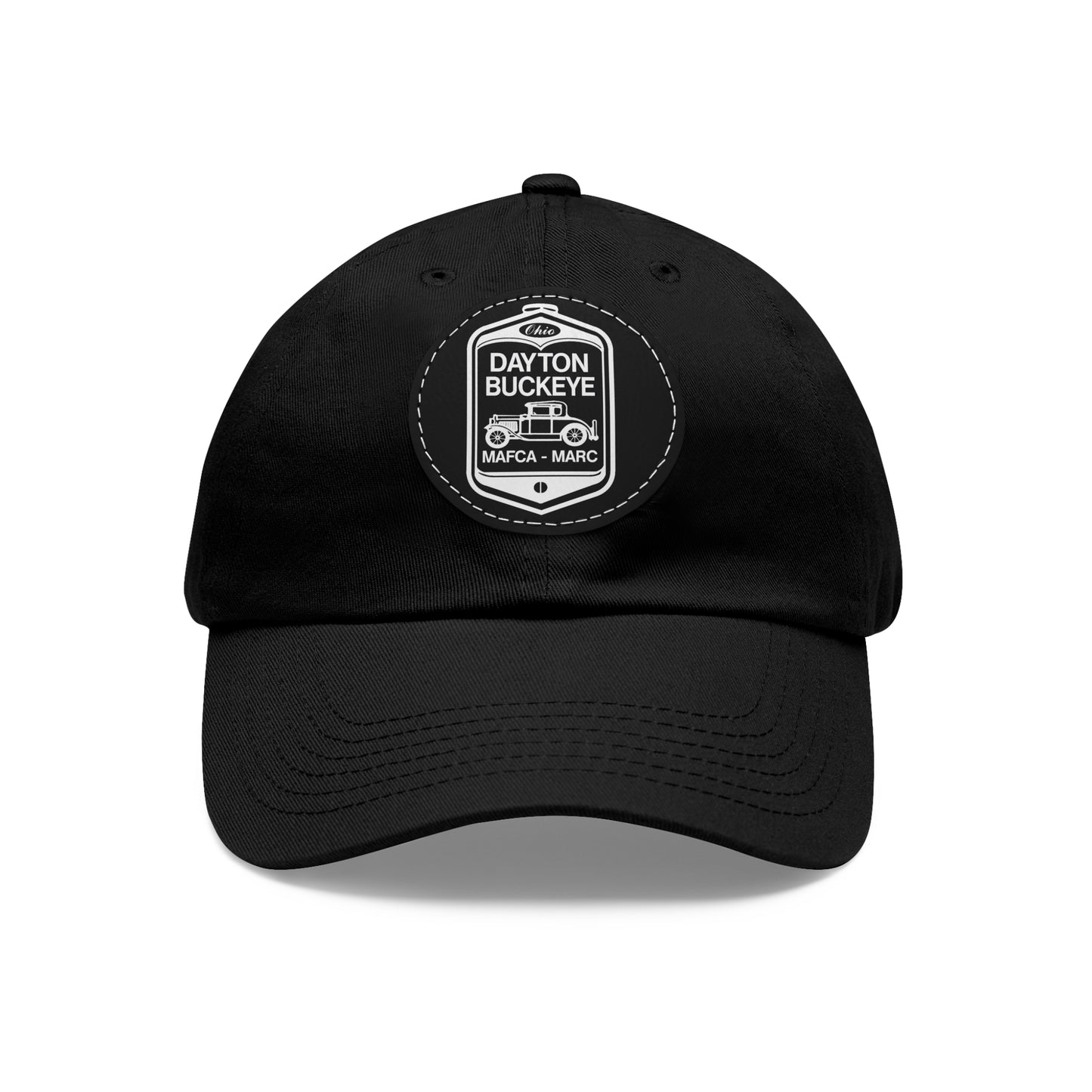 Dayton Buckeye Dad Hat with Leather Patch (Round)