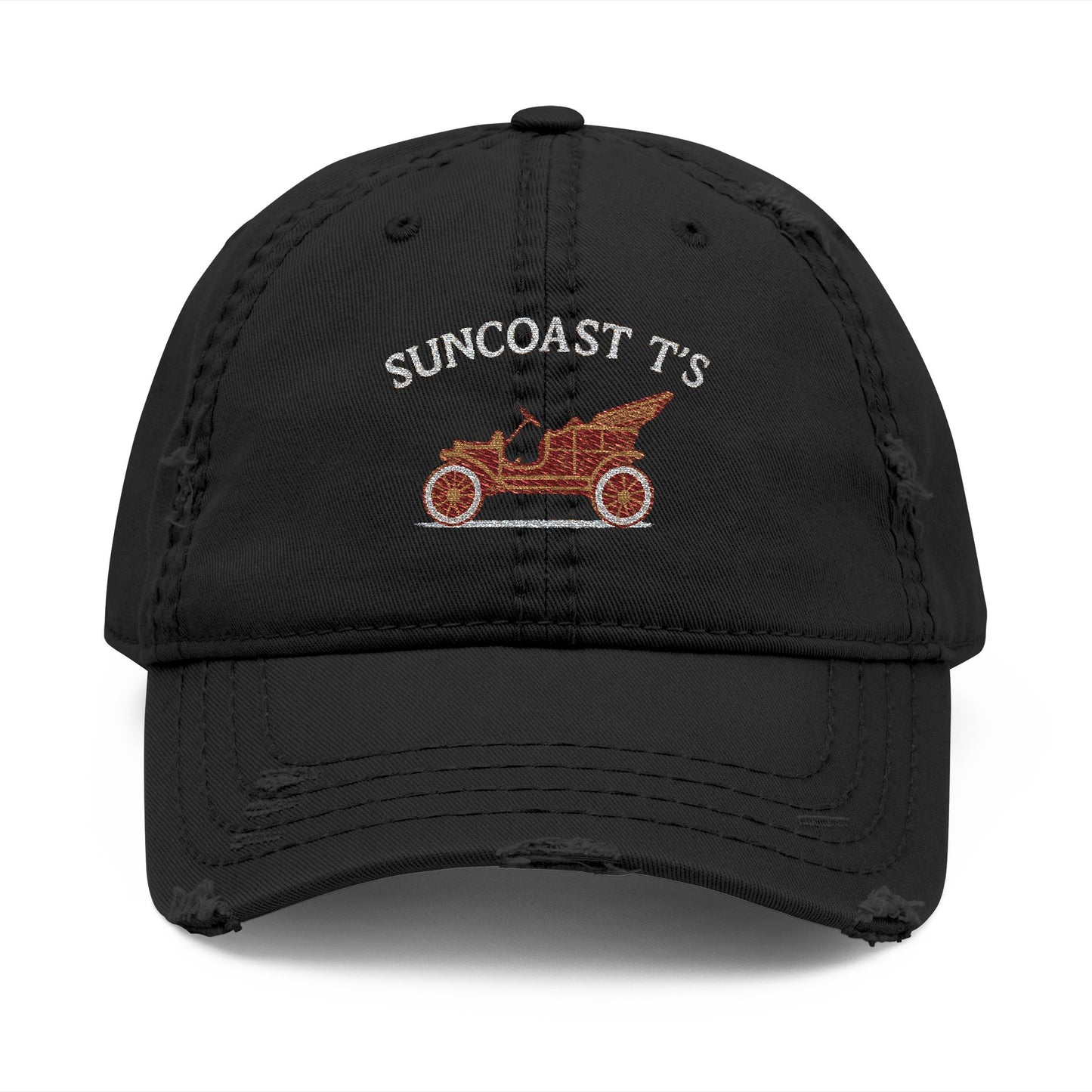 Suncoast T's - Distressed Dad Hat with Embroidered Classic Car, Vintage Cap for Men & Women