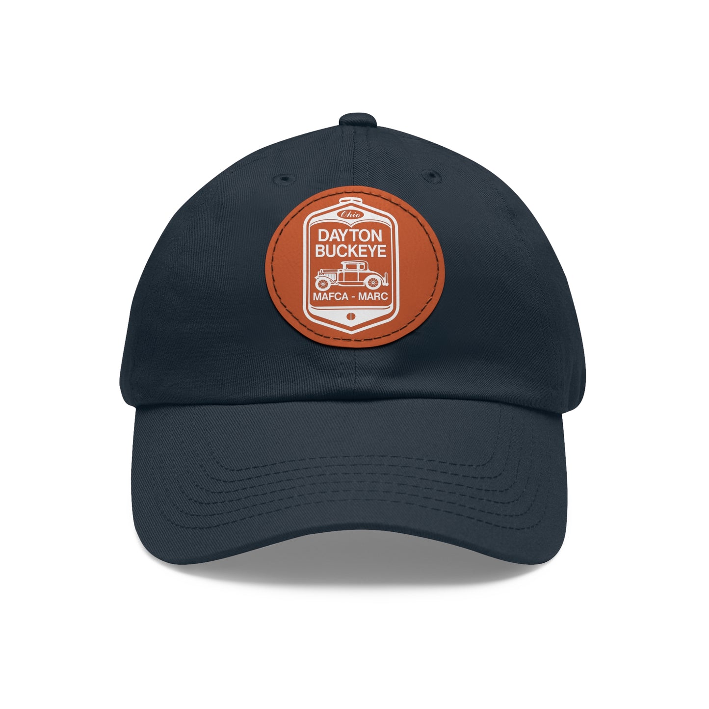 Dayton Buckeye Dad Hat with Leather Patch (Round)