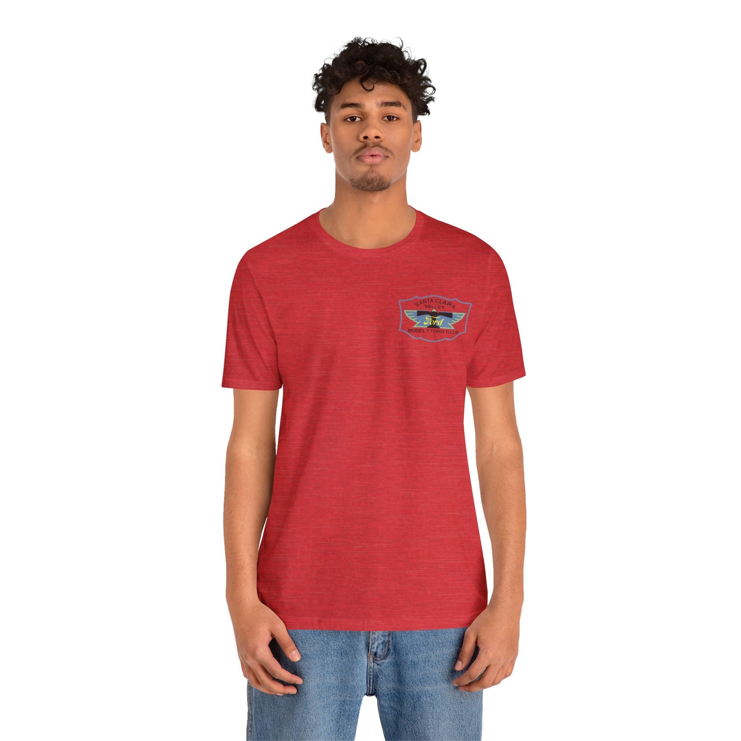 Santa Clara Valley Model T Ford Club (front and back print) Unisex Jersey Short Sleeve Tee