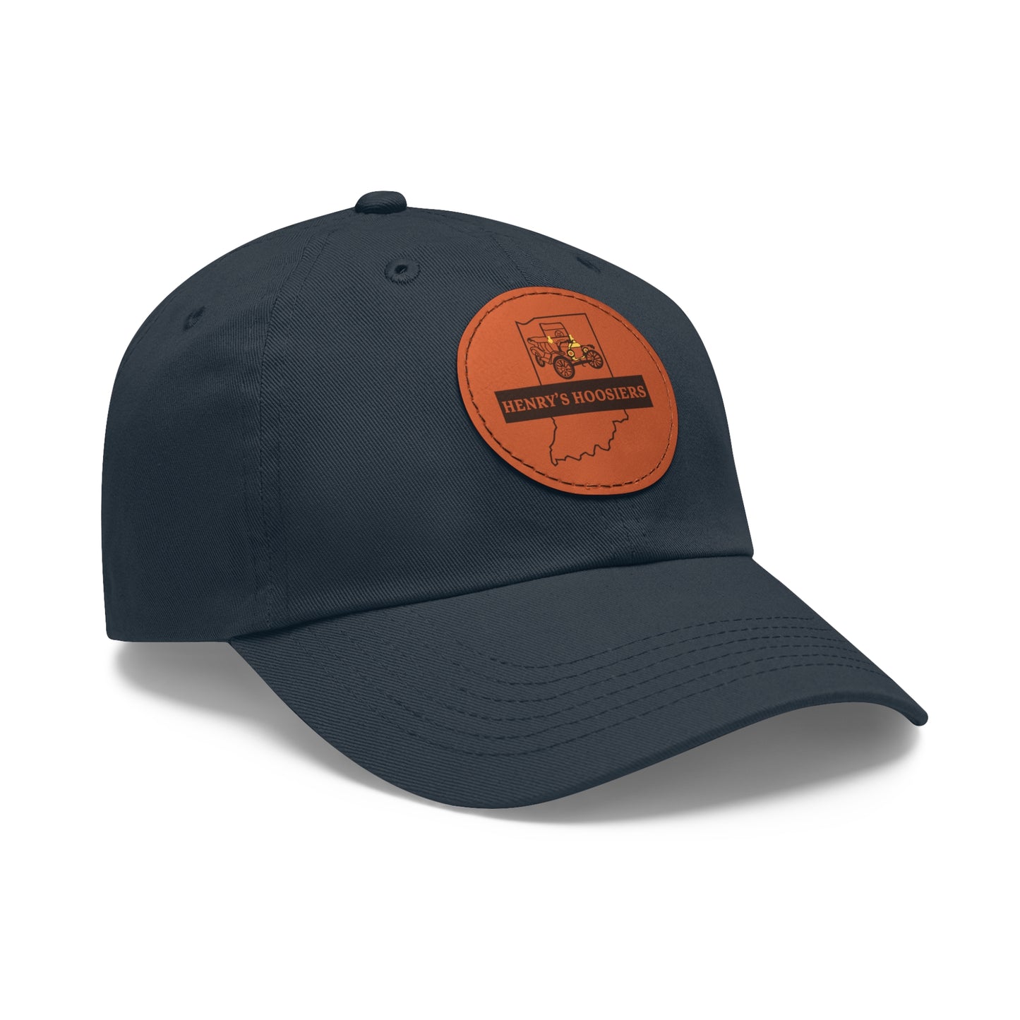 Henry's Hoosiers Dad Hat with Leather Patch (Round)