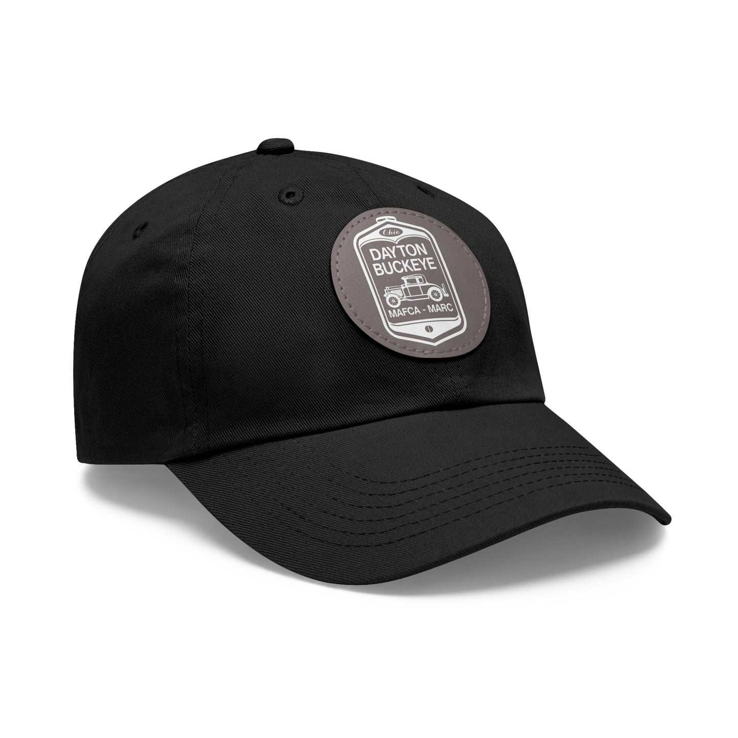 Dayton Buckeye Dad Hat with Leather Patch (Round)