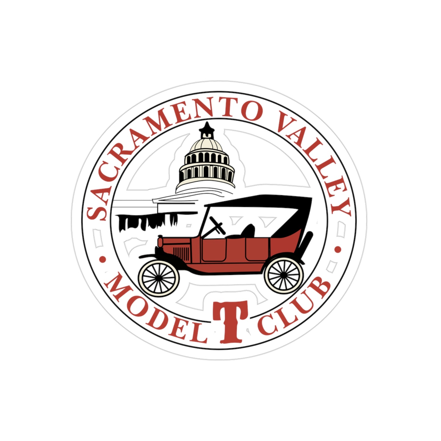 Sacramento Valley Model T Club Transparent Outdoor Stickers, Die-Cut, 1pcs