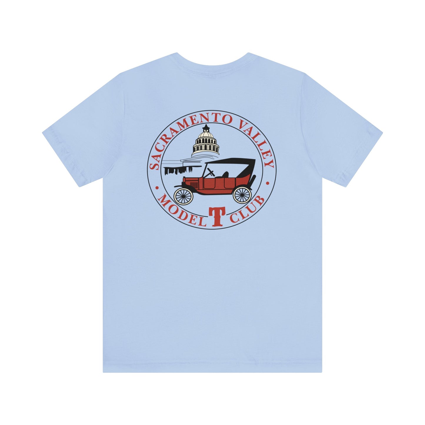 Sacramento Valley Model T Club (front and back logo) Unisex Jersey Short Sleeve Tee