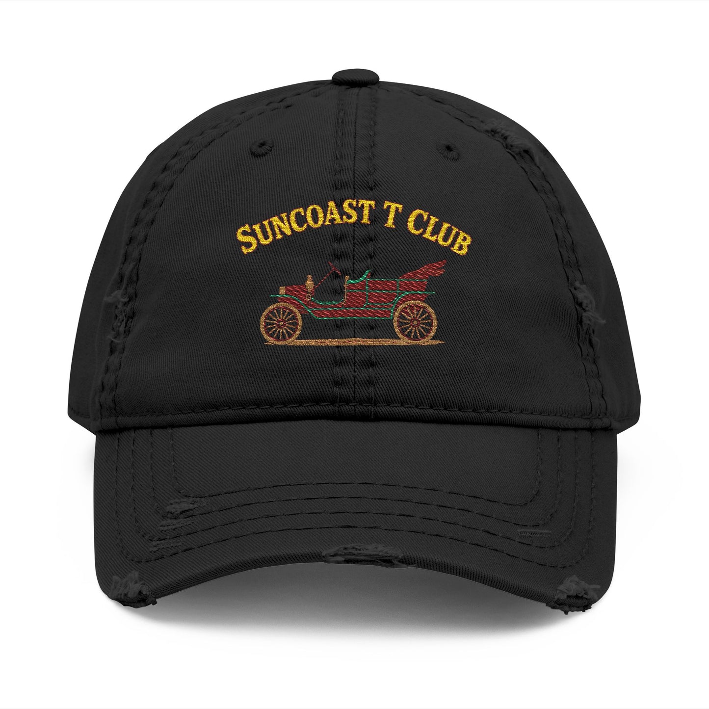 Suncoast T Club - Distressed Dad Hat with Embroidery, Casual Dad Hat, Vintage Cap