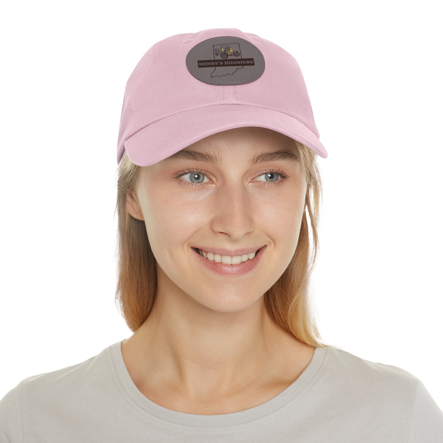 Henry's Hoosiers Dad Hat with Leather Patch (Round)