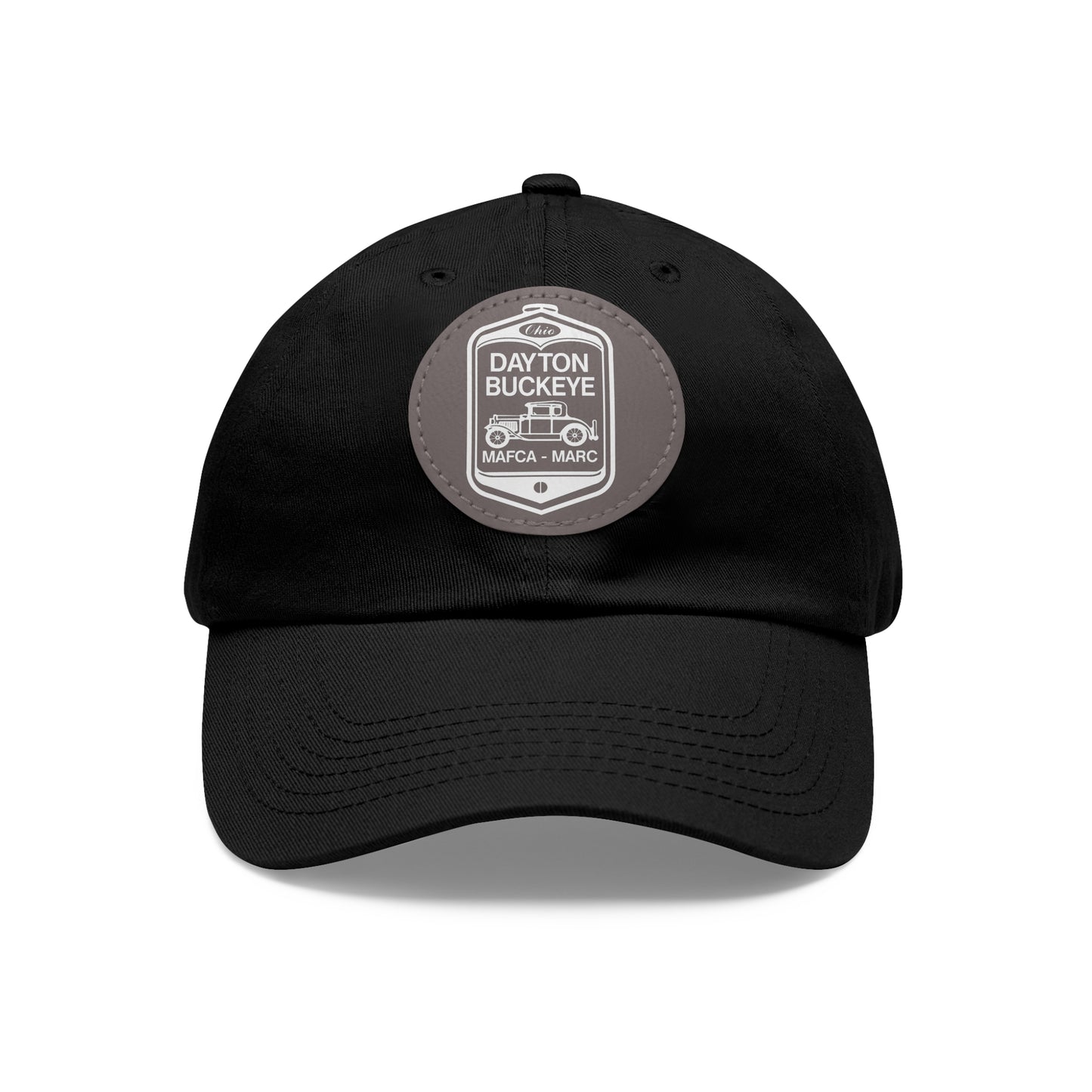 Dayton Buckeye Dad Hat with Leather Patch (Round)