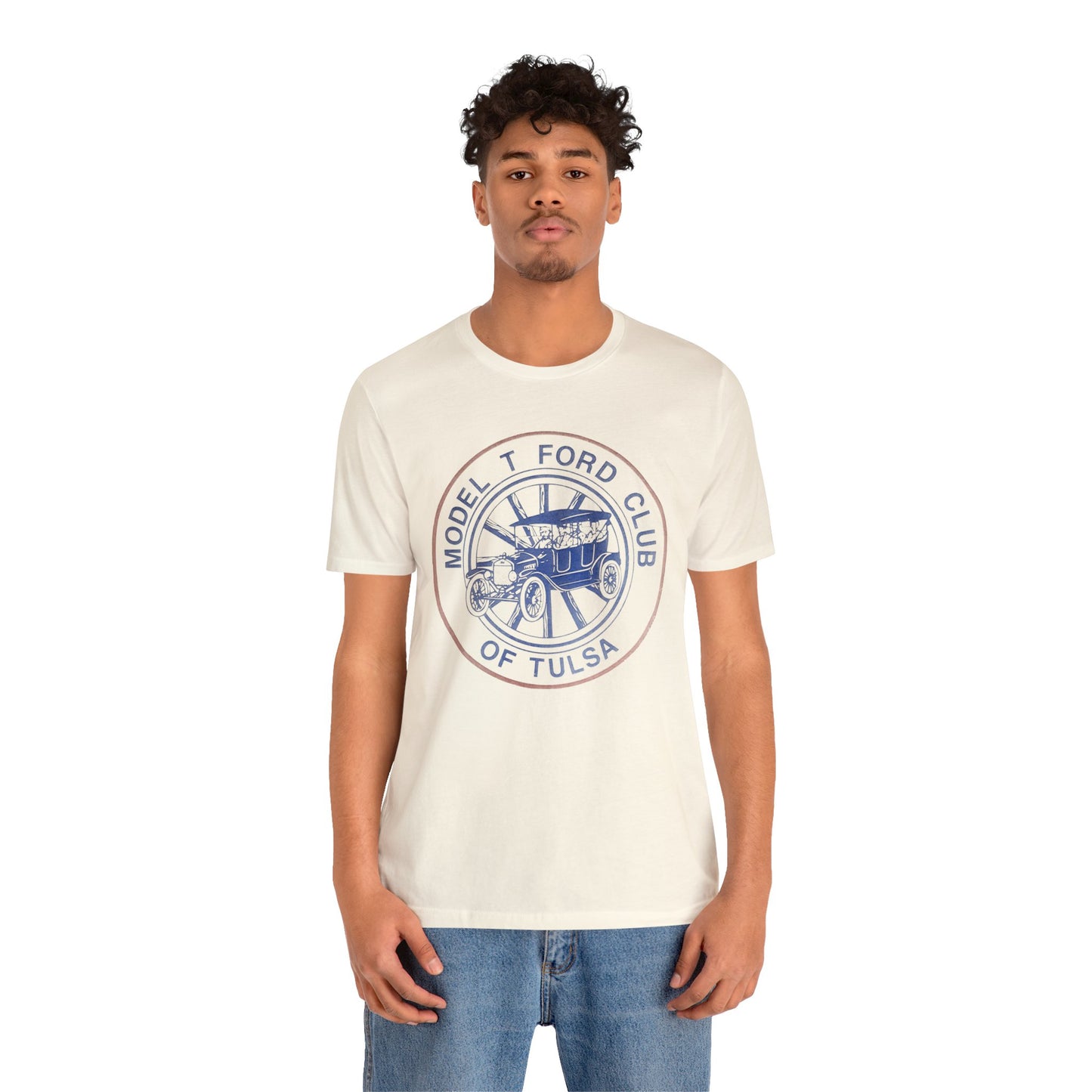 Model T Ford Club of Tulsa (Distressed effect for vintage look.) Unisex Jersey Short Sleeve Tee
