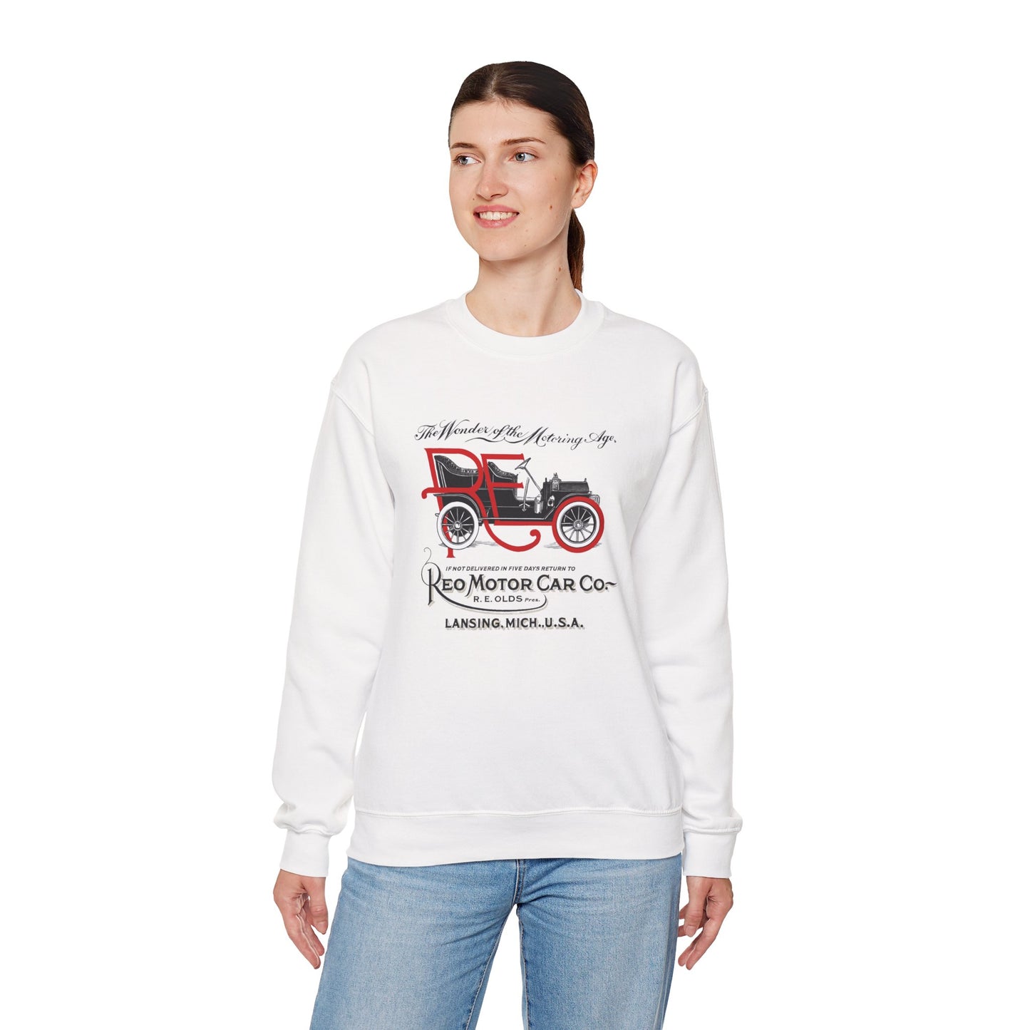REO Motor Car Co. Crewneck Sweatshirt "The Wonder of the Motoring Age!"