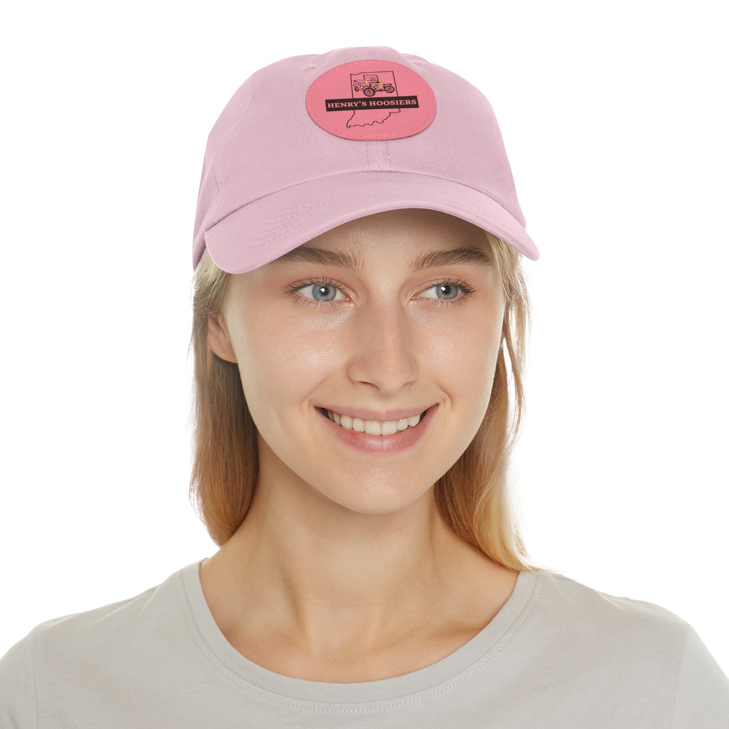 Henry's Hoosiers Dad Hat with Leather Patch (Round)
