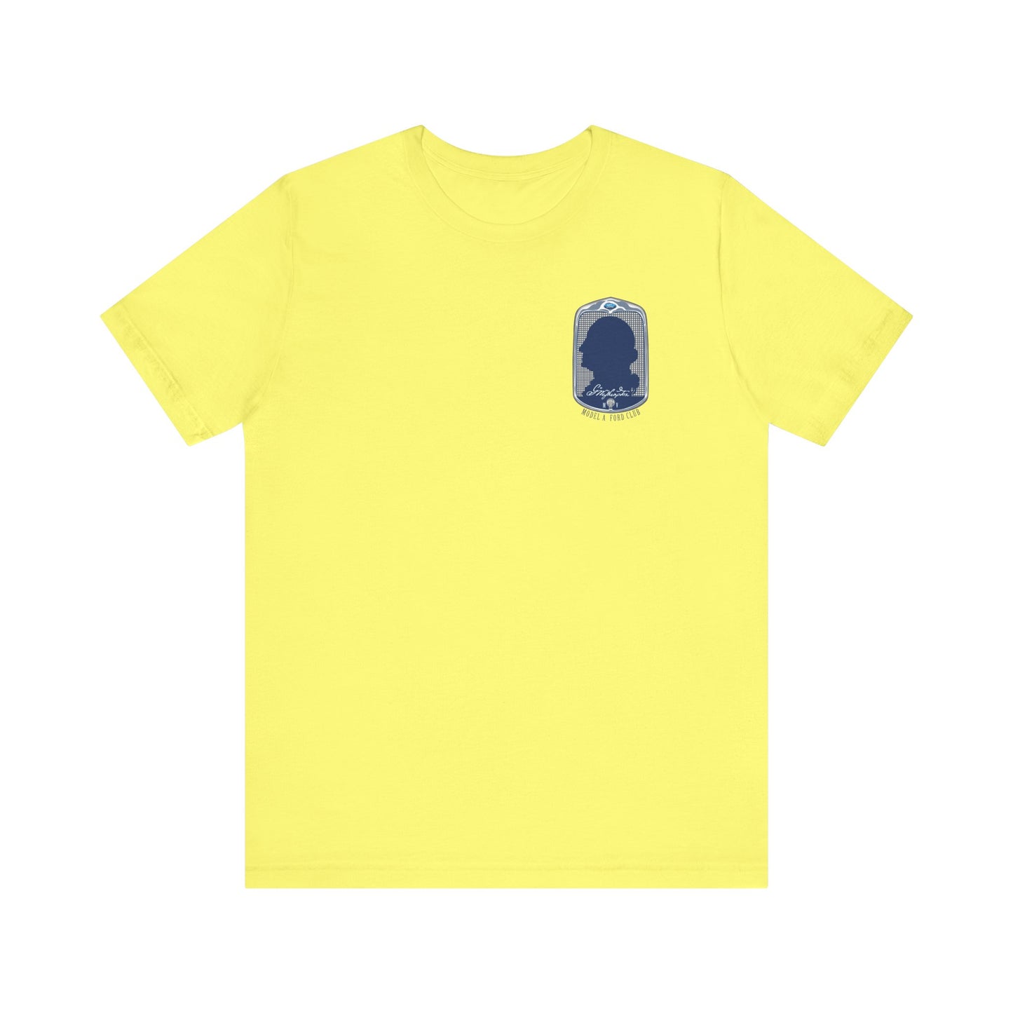 George Washington Model A Ford Club (front and back blue logo) Unisex Jersey Short Sleeve Tee