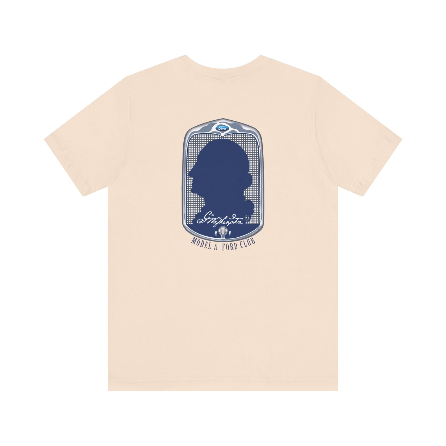 George Washington Model A Ford Club (front and back blue logo) Unisex Jersey Short Sleeve Tee