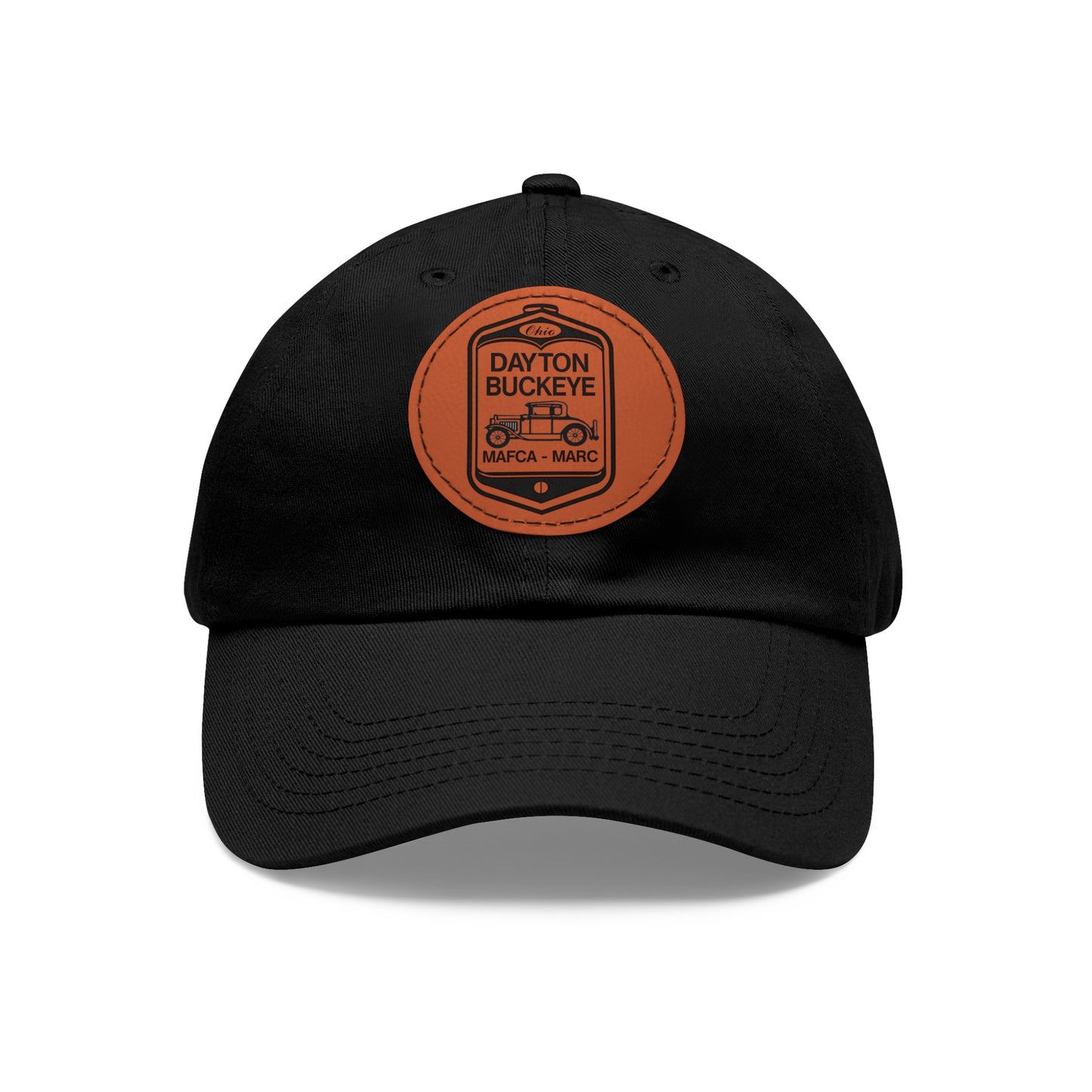 Dayton Buckeye Dad Hat with Leather Patch (Round)