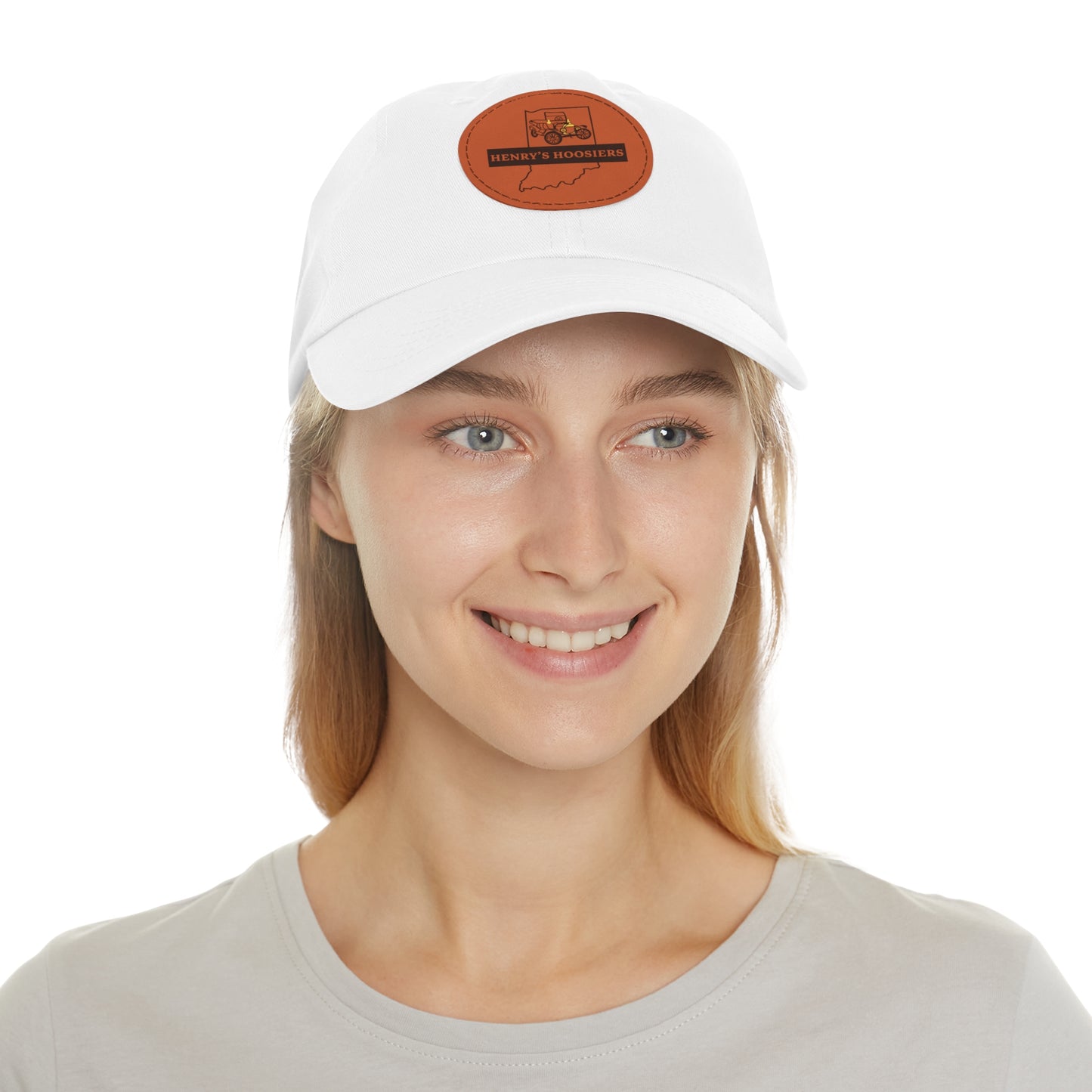 Henry's Hoosiers Dad Hat with Leather Patch (Round)