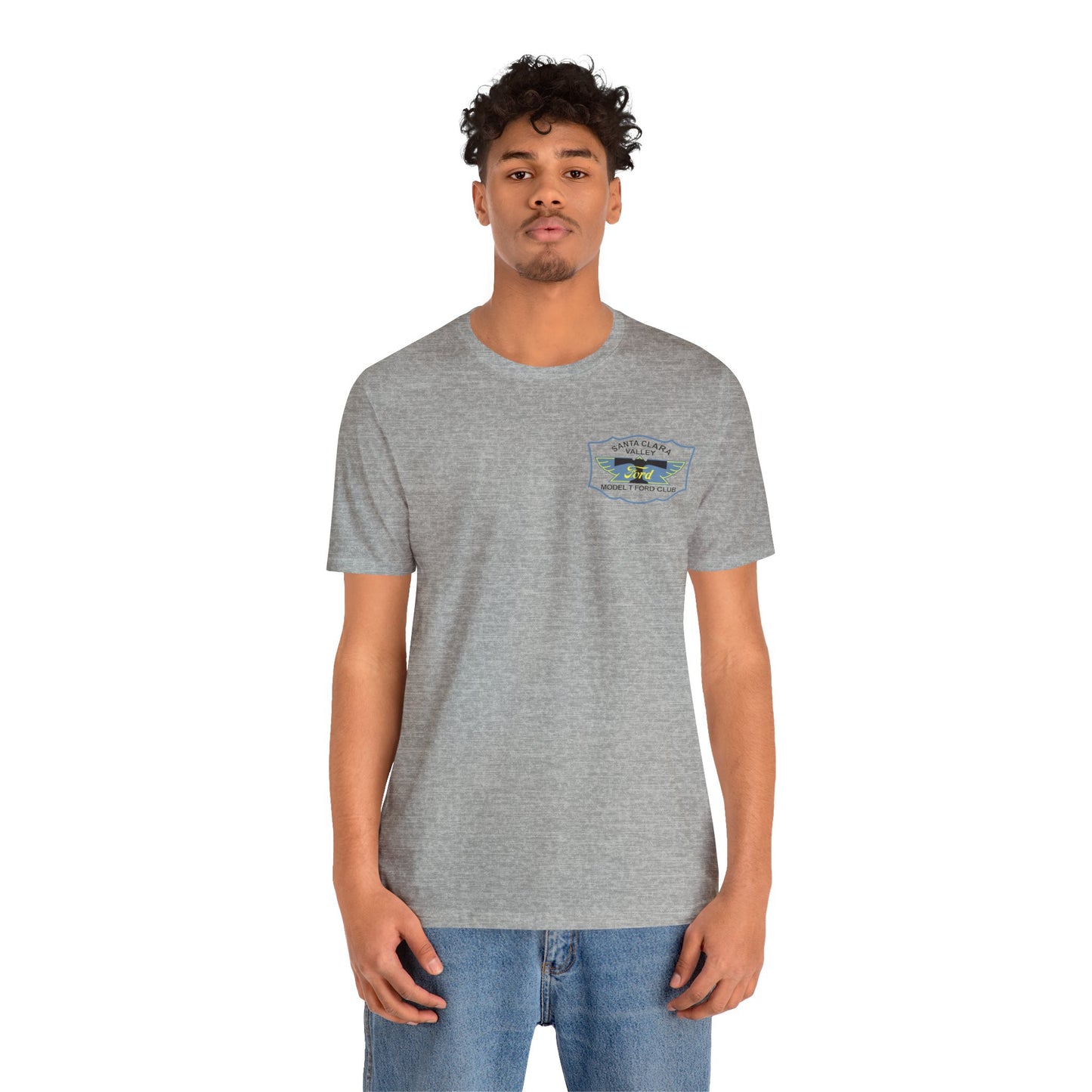 Santa Clara Valley Model T Ford Club (front and back print) Unisex Jersey Short Sleeve Tee