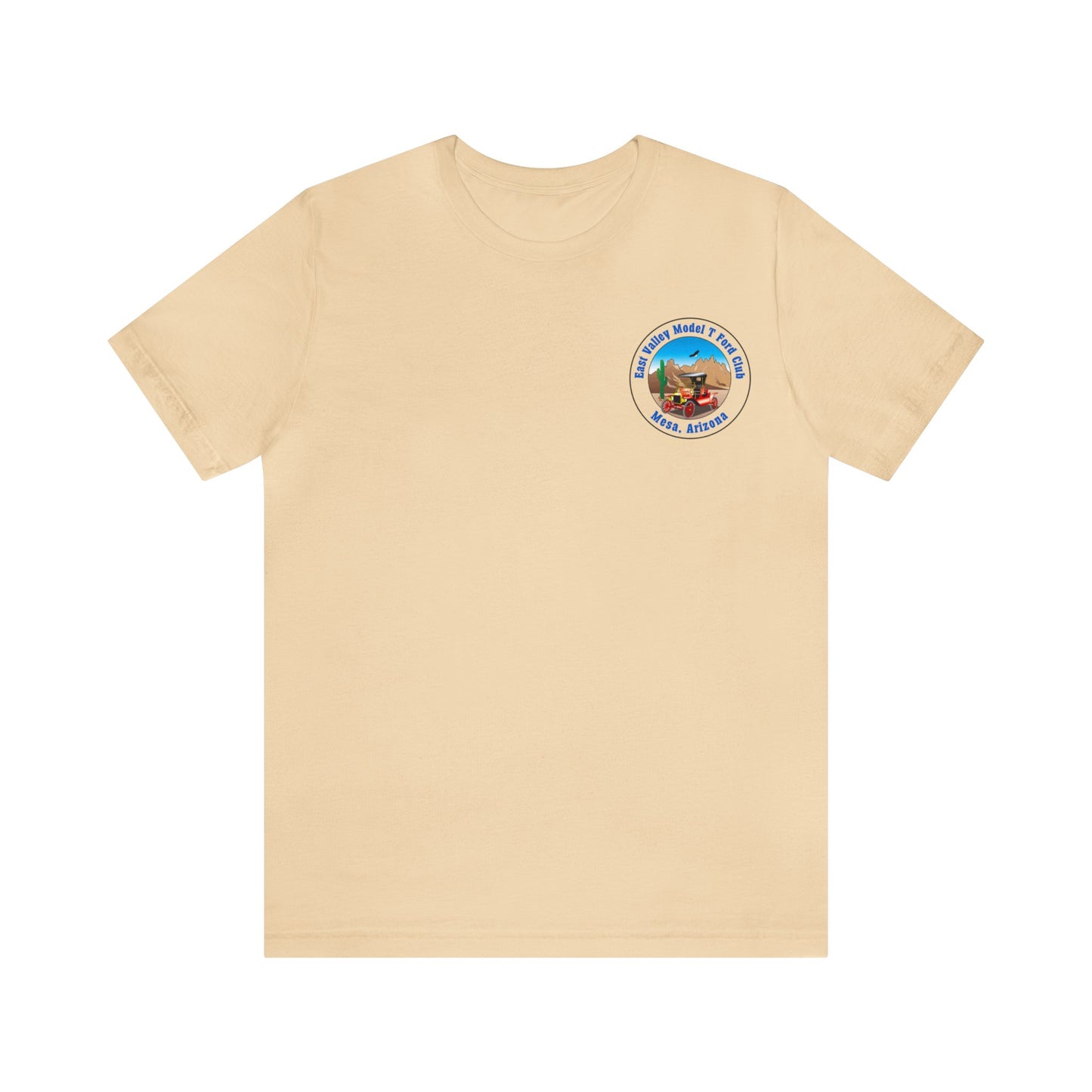 East Valley Model T Ford Club (front and back logo) Unisex Jersey Short Sleeve Tee