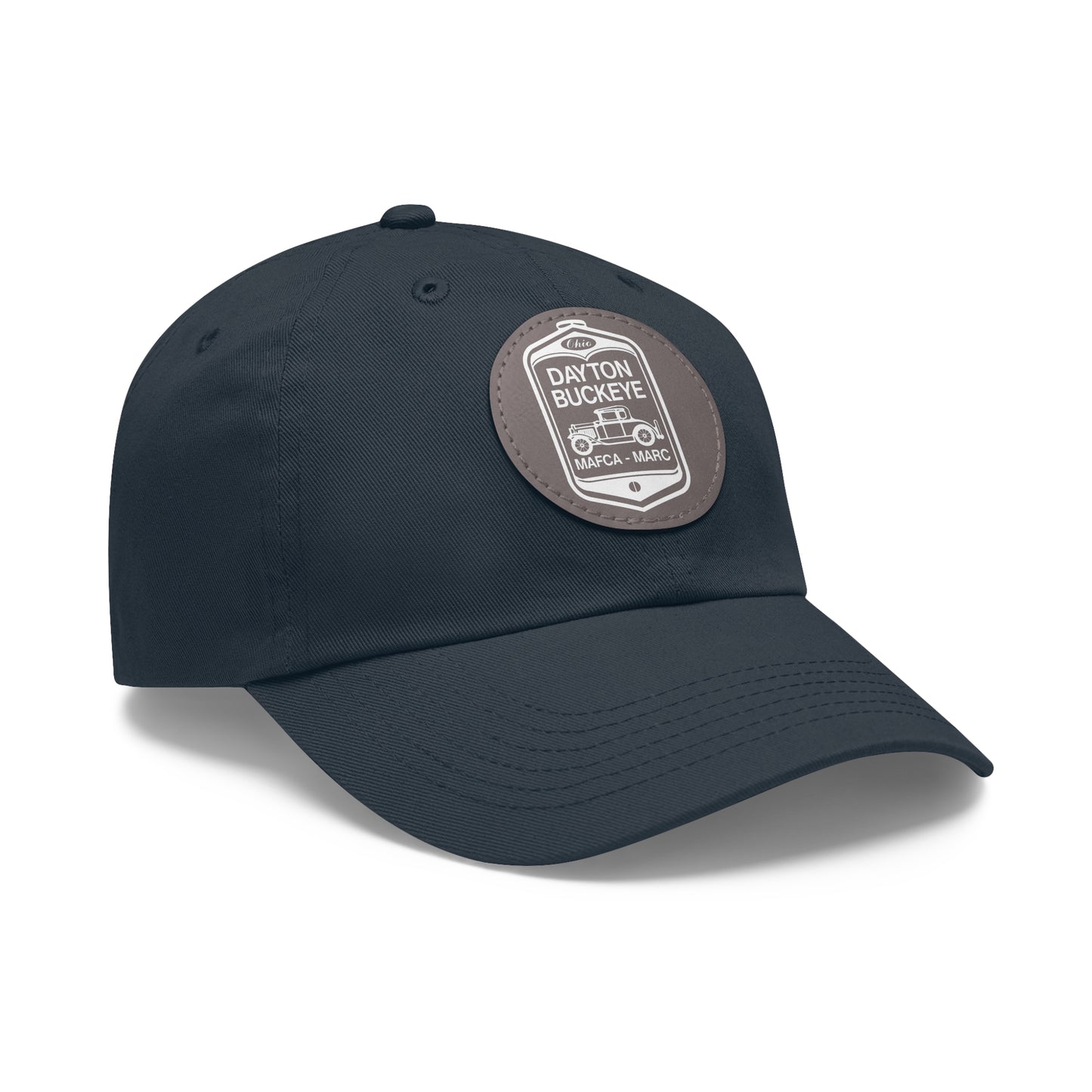 Dayton Buckeye Dad Hat with Leather Patch (Round)
