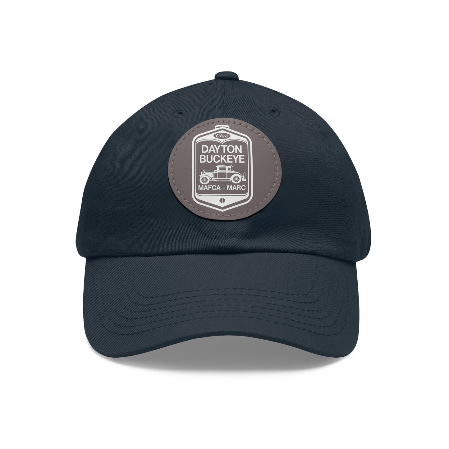 Dayton Buckeye Dad Hat with Leather Patch (Round)