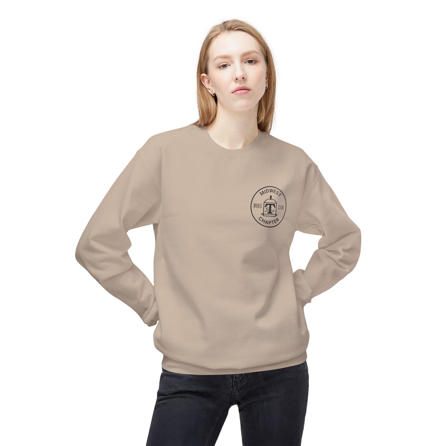 Midwest Chapter - The Model T Ford Club (front logo) Unisex Softstyle Crewneck Sweatshirt