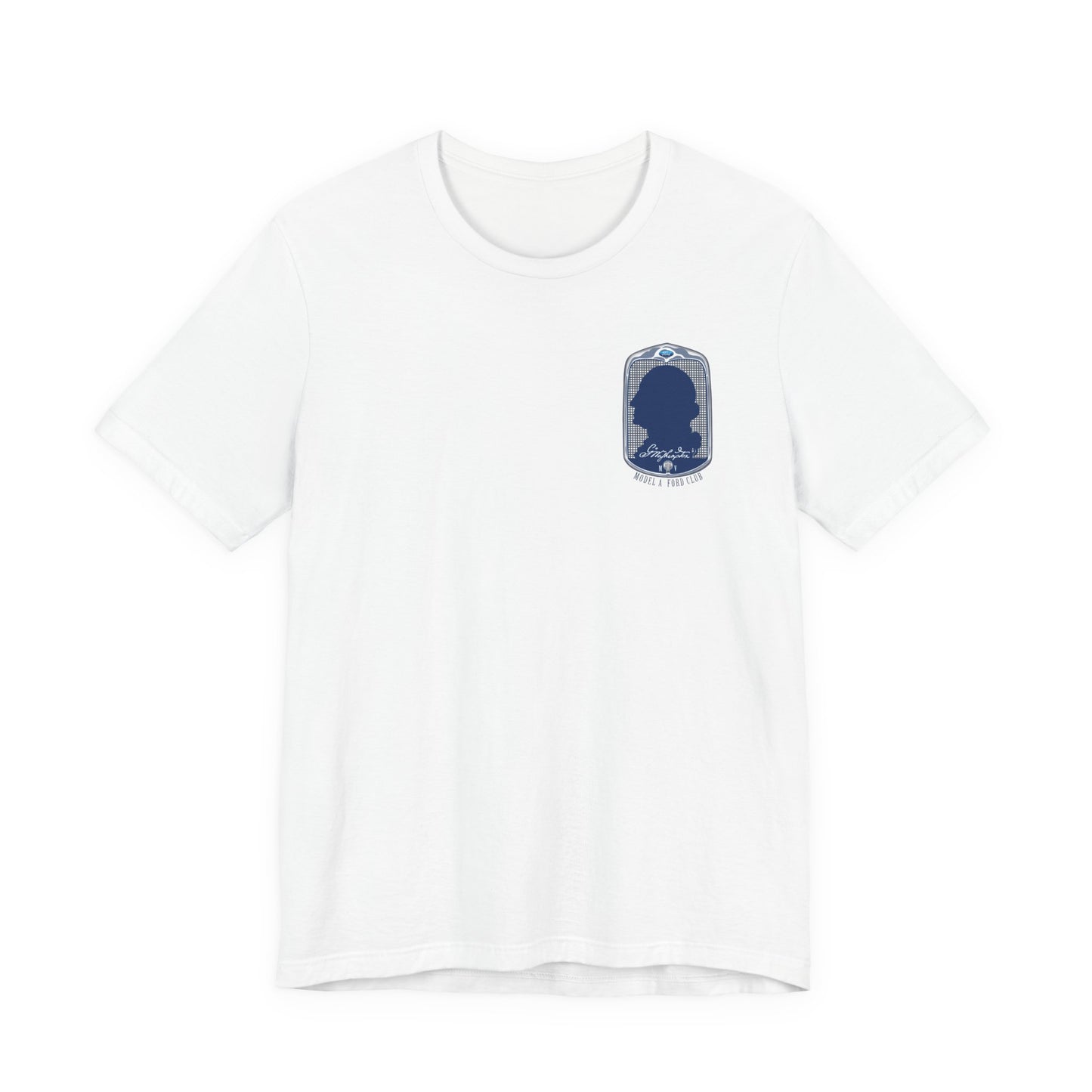 George Washington Model A Ford Club (front and back blue logo) Unisex Jersey Short Sleeve Tee