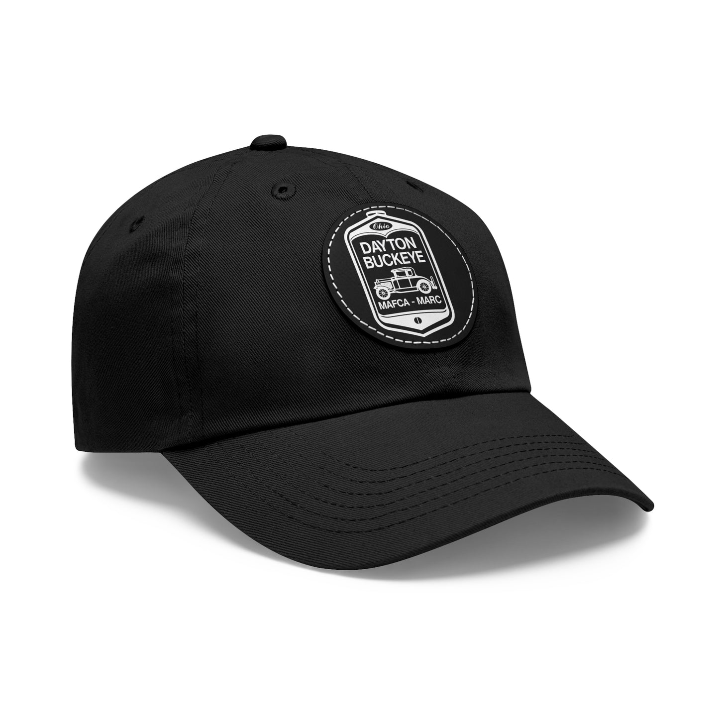 Dayton Buckeye Dad Hat with Leather Patch (Round)