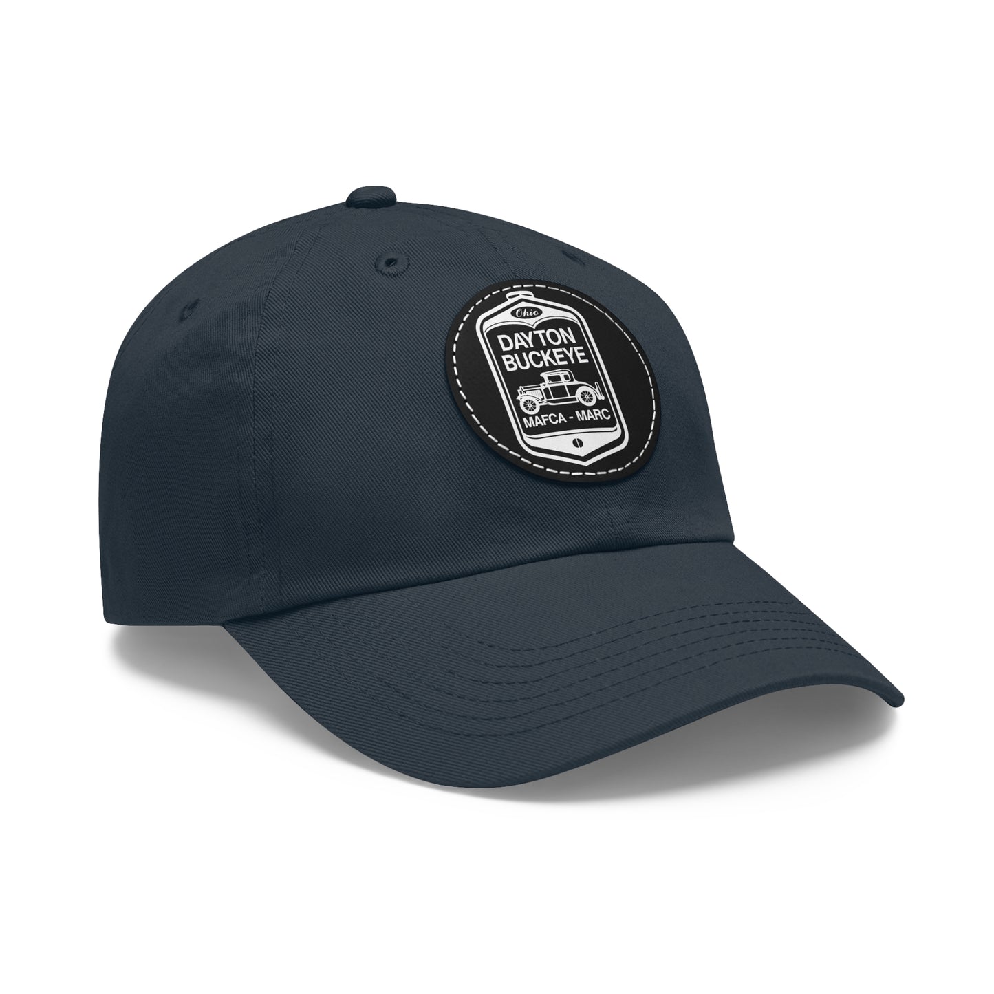 Dayton Buckeye Dad Hat with Leather Patch (Round)