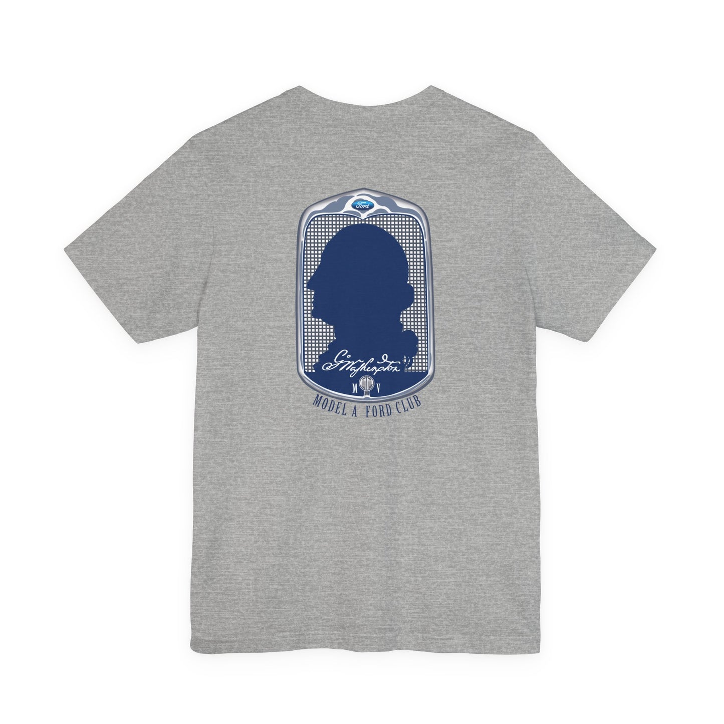 George Washington Model A Ford Club (front and back blue logo) Unisex Jersey Short Sleeve Tee