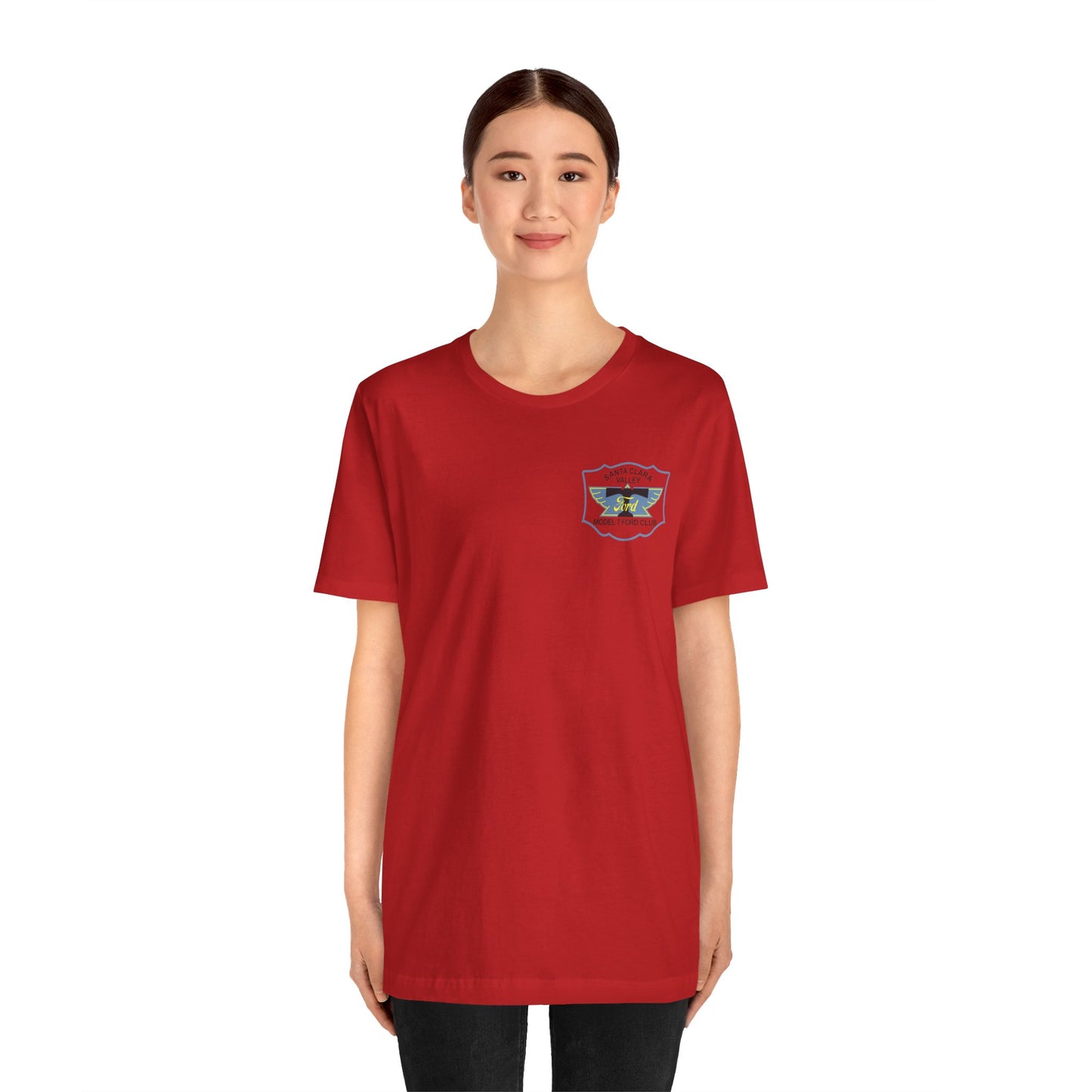 Santa Clara Valley Model T Ford Club (front and back print) Unisex Jersey Short Sleeve Tee