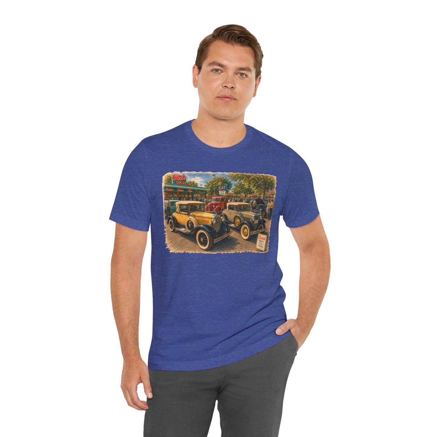 Mel's Drive-In Car Show T-Shirt — Unisex Jersey Short Sleeve Tee