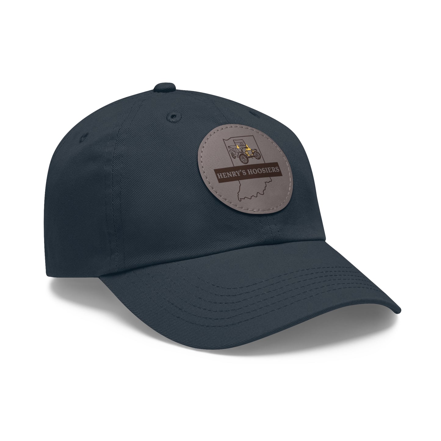 Henry's Hoosiers Dad Hat with Leather Patch (Round)