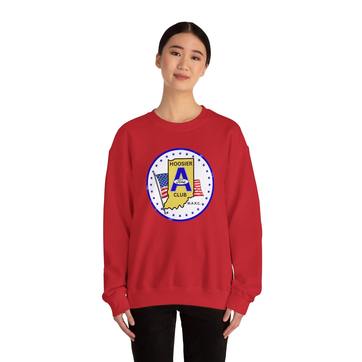 Hoosier A Ford Club Logo Sweatshirt — Indiana Flag Patch Crewneck