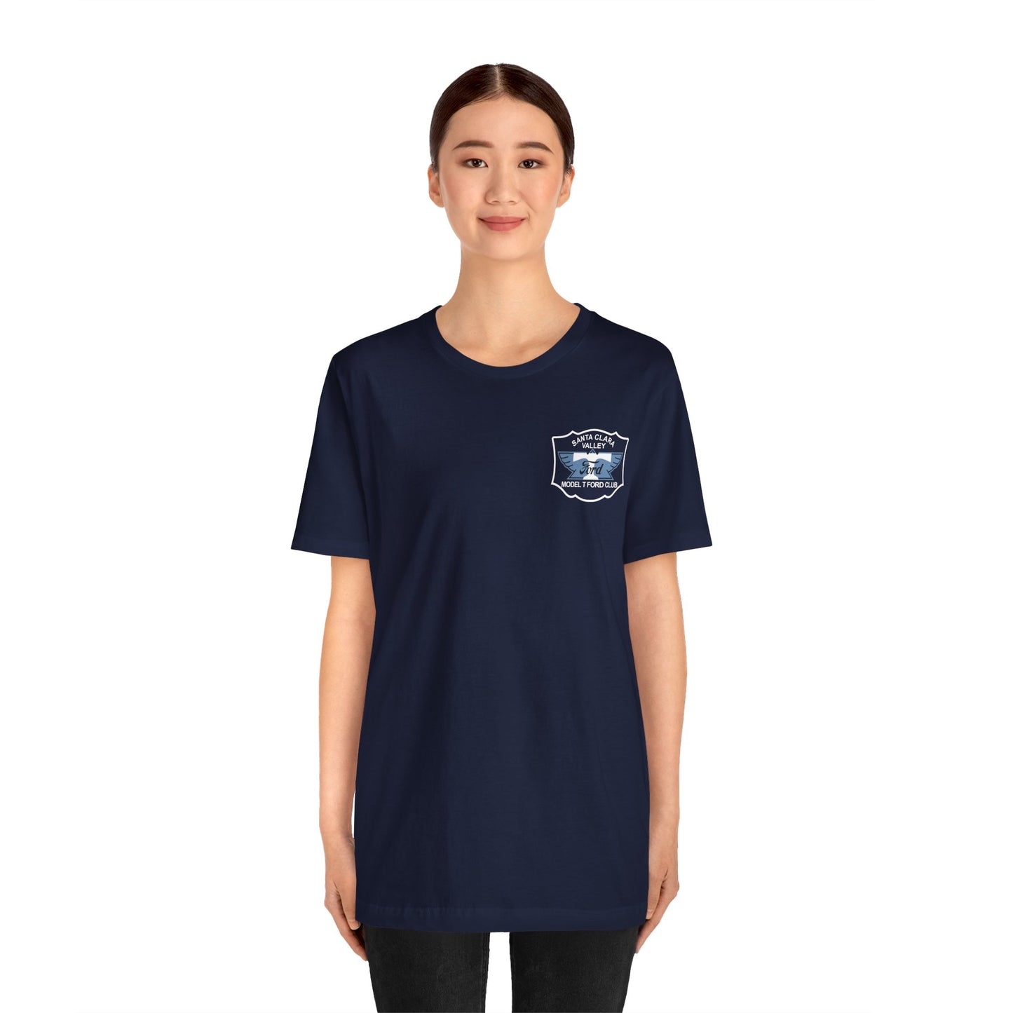 Santa Clara Valley Model T Ford Club (front and back print) Unisex Jersey Short Sleeve Tee