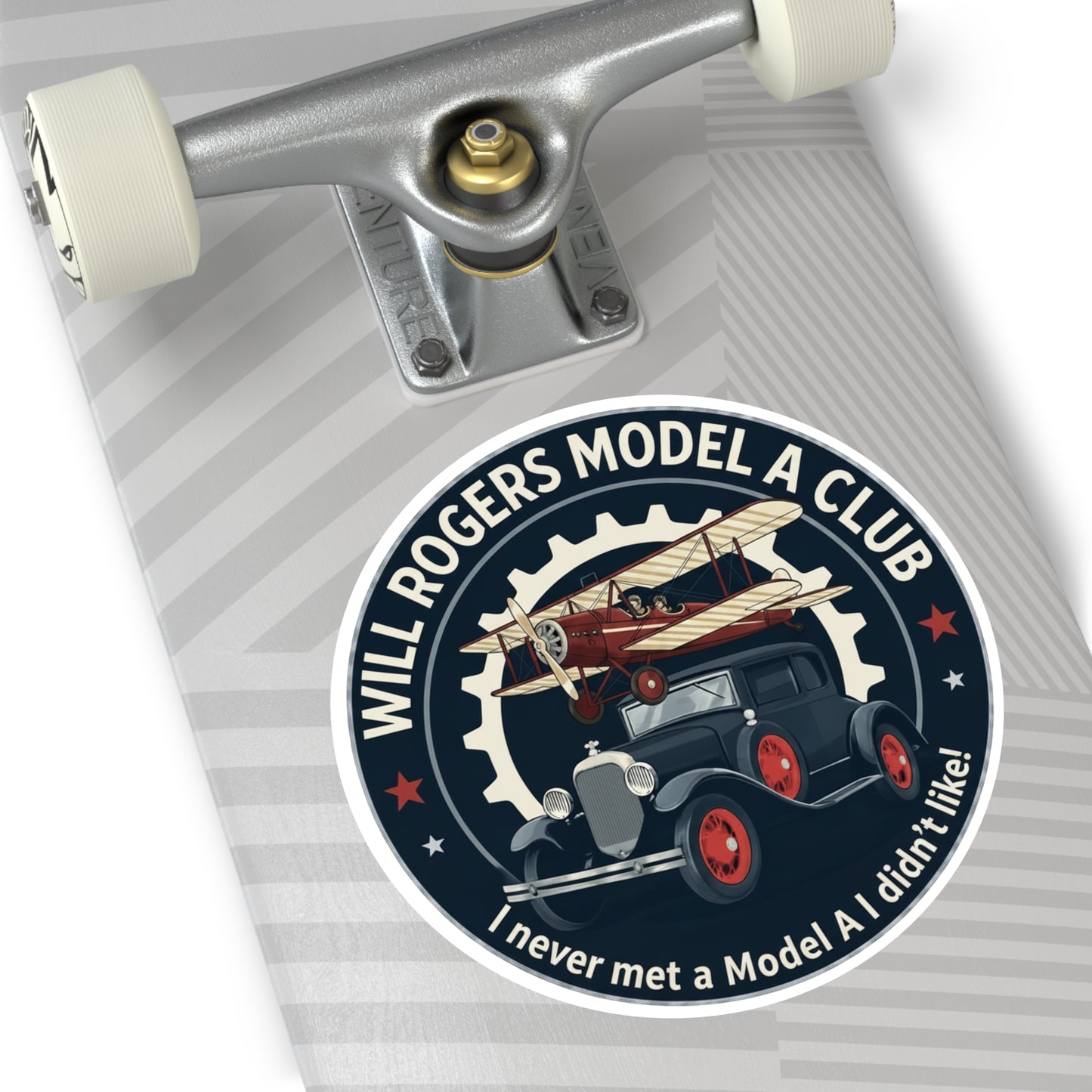 Will Rogers Model A Club Round Vinyl Sticker — Great for your Model A windshield!