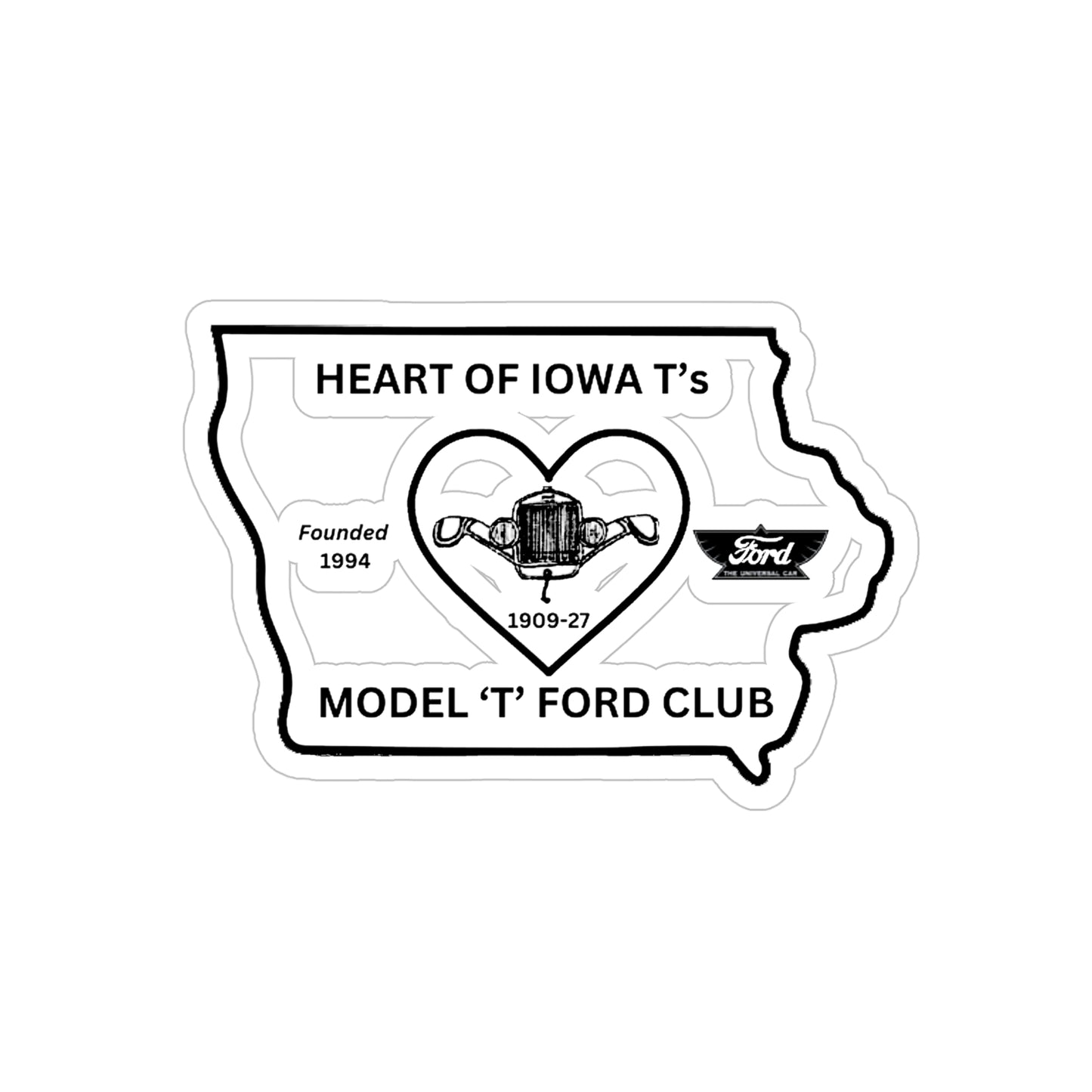 Heart of Iowa T's Transparent Outdoor Stickers, Die-Cut, 1pc