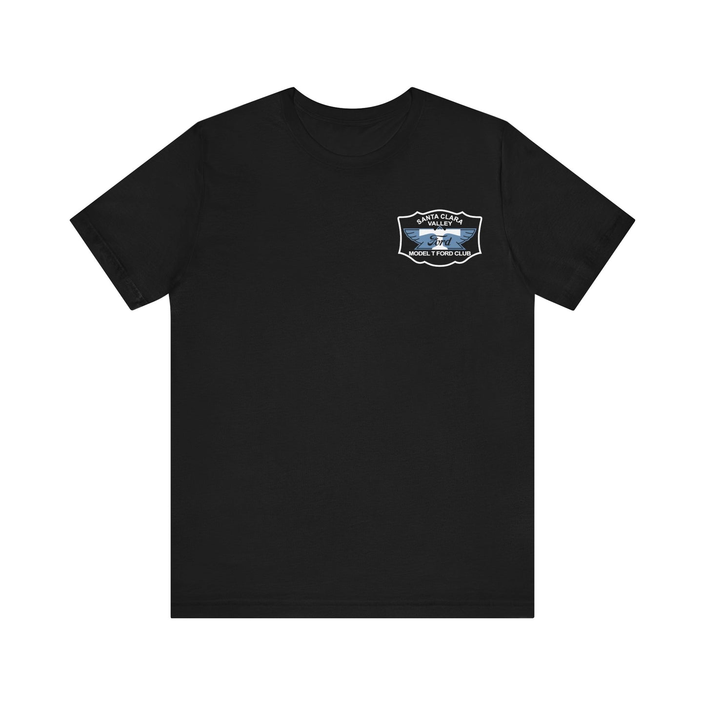 Santa Clara Valley Model T Ford Club (front and back print) Unisex Jersey Short Sleeve Tee