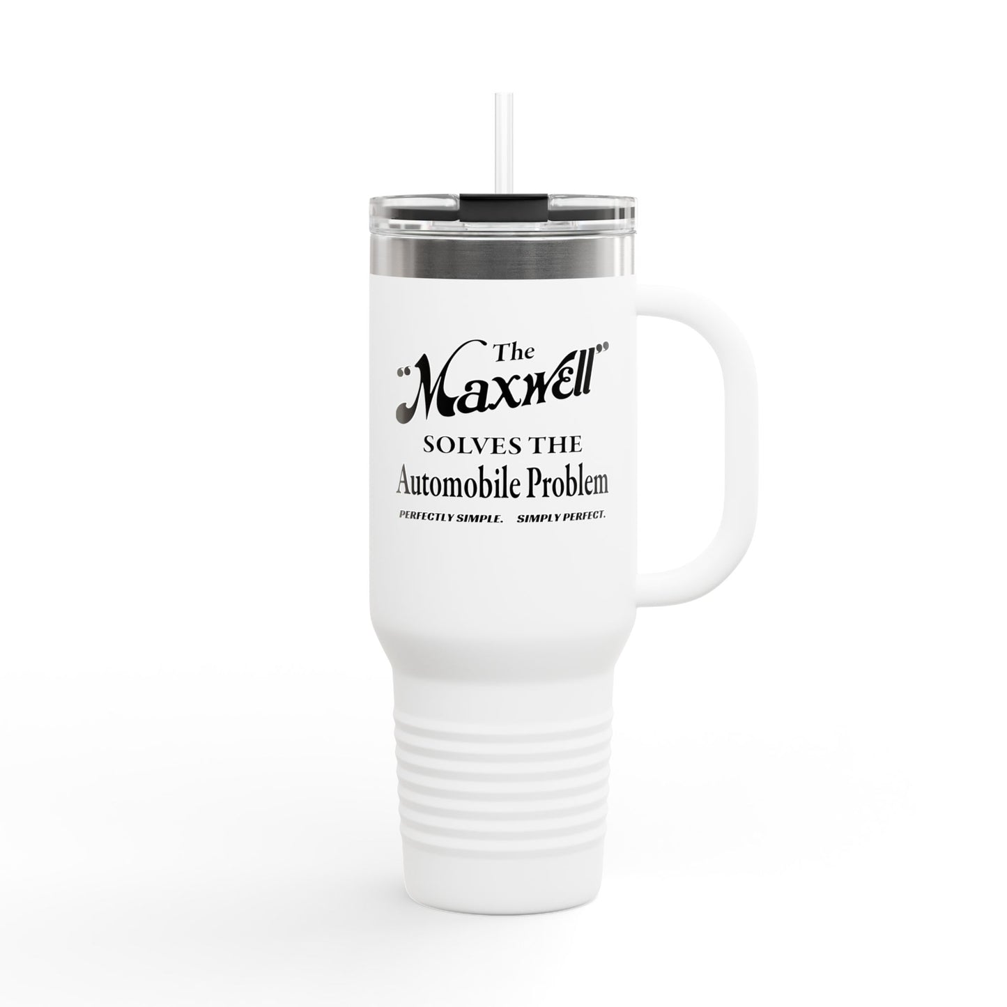 Maxwell Briscoe Motor Club - Insulated Travel Mug - 40oz, Stylish Travel Tumbler, Gift for Coffee Lovers, Reusable Mug for Road Trips