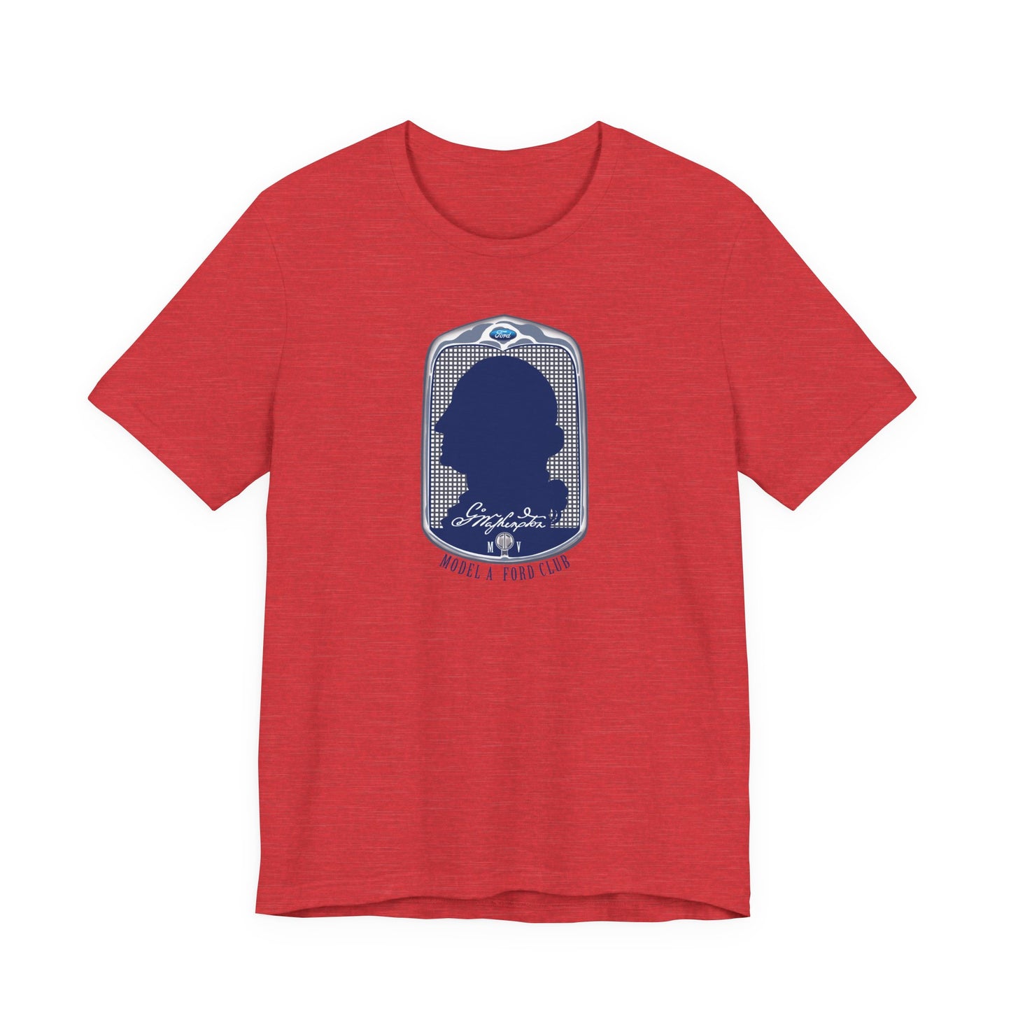 George Washington Model A Ford Club (front blue logo) Unisex Jersey Short Sleeve Tee