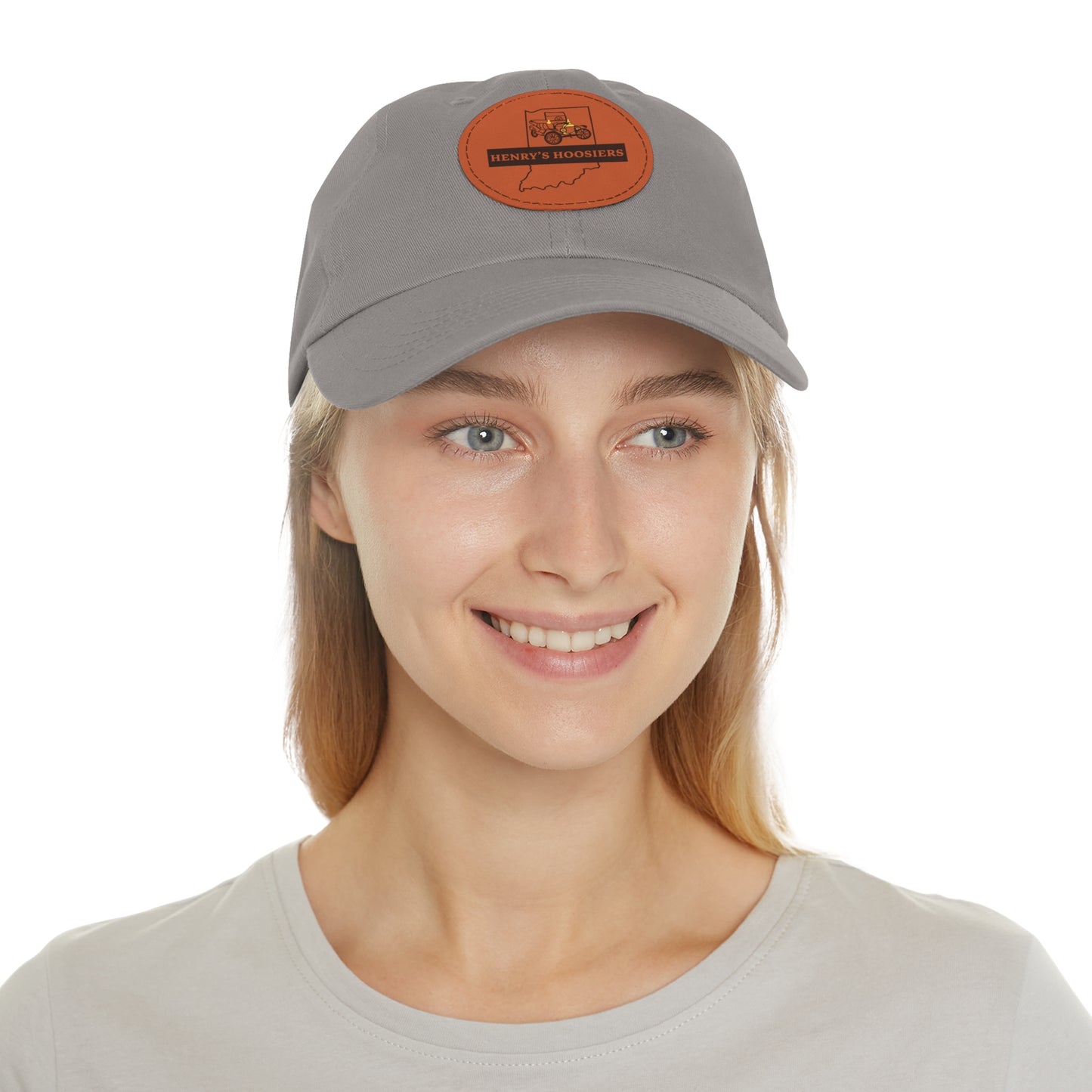 Henry's Hoosiers Dad Hat with Leather Patch (Round)