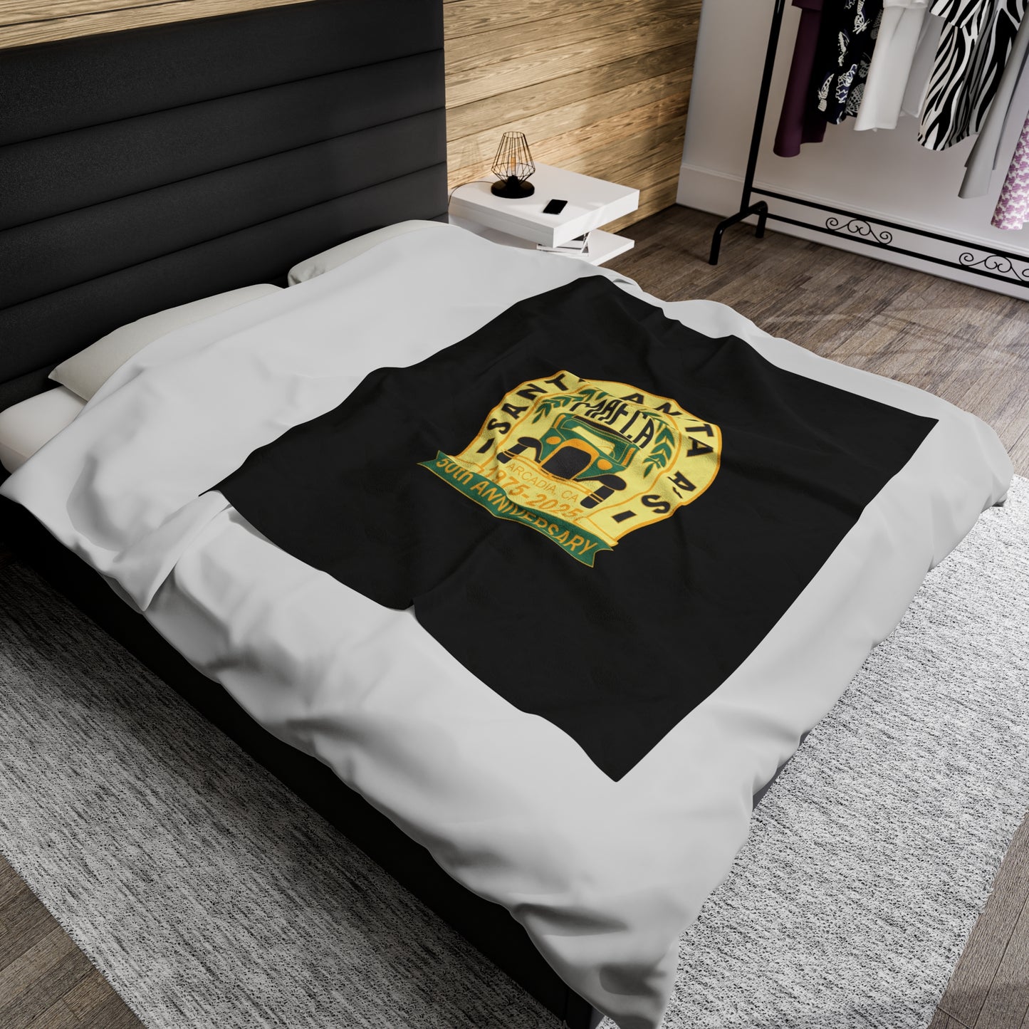 Santa Anita A's 50th Anniversary Velveteen Plush Blanket - Cozy Celebration Gift for your open car