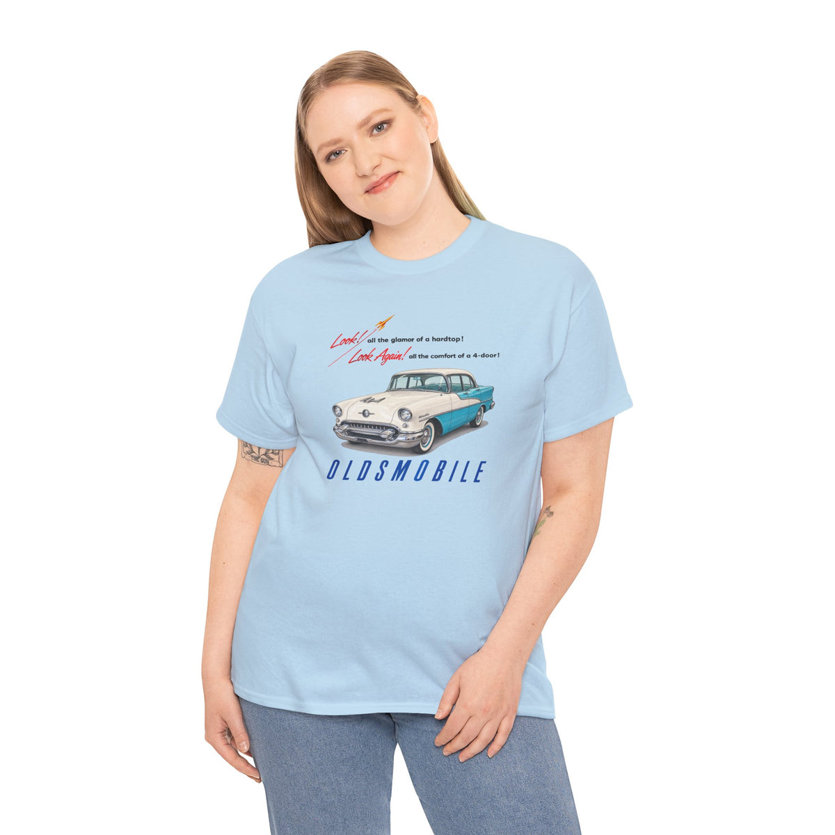 Oldsmobile Retro 1950s Cruiser Graphic T-Shirt - Unisex Heavy Cotton Tee (TeresaT)