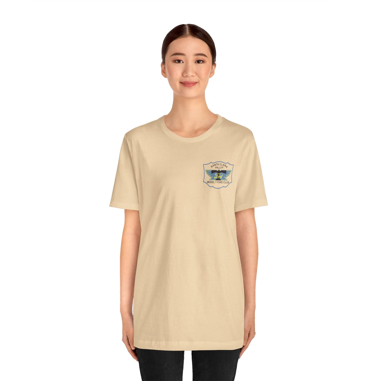 Santa Clara Valley Model T Ford Club (front and back print) Unisex Jersey Short Sleeve Tee