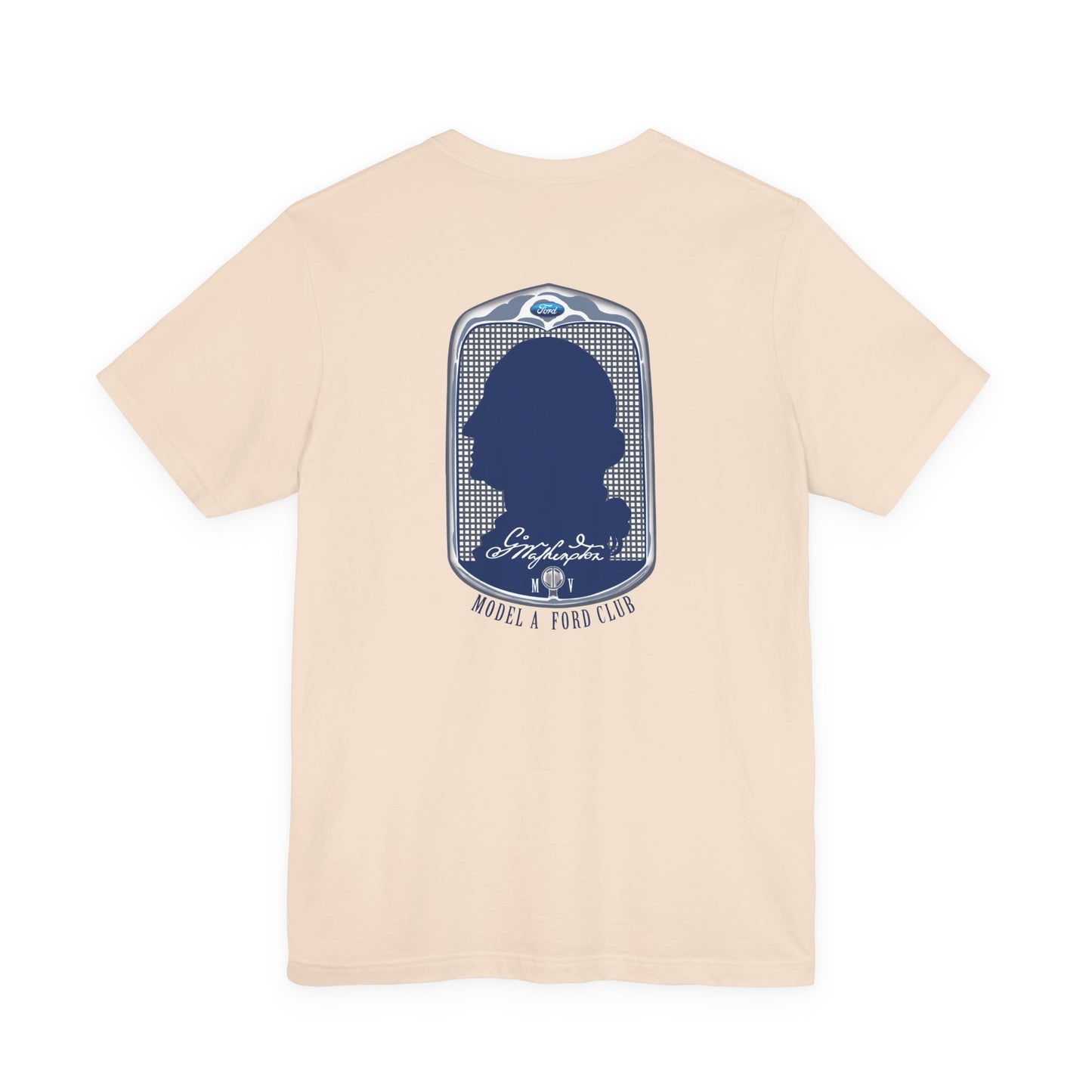 George Washington Model A Ford Club (front and back blue logo) Unisex Jersey Short Sleeve Tee