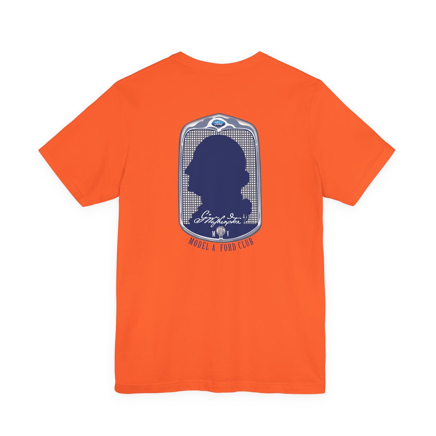 George Washington Model A Ford Club (front and back blue logo) Unisex Jersey Short Sleeve Tee