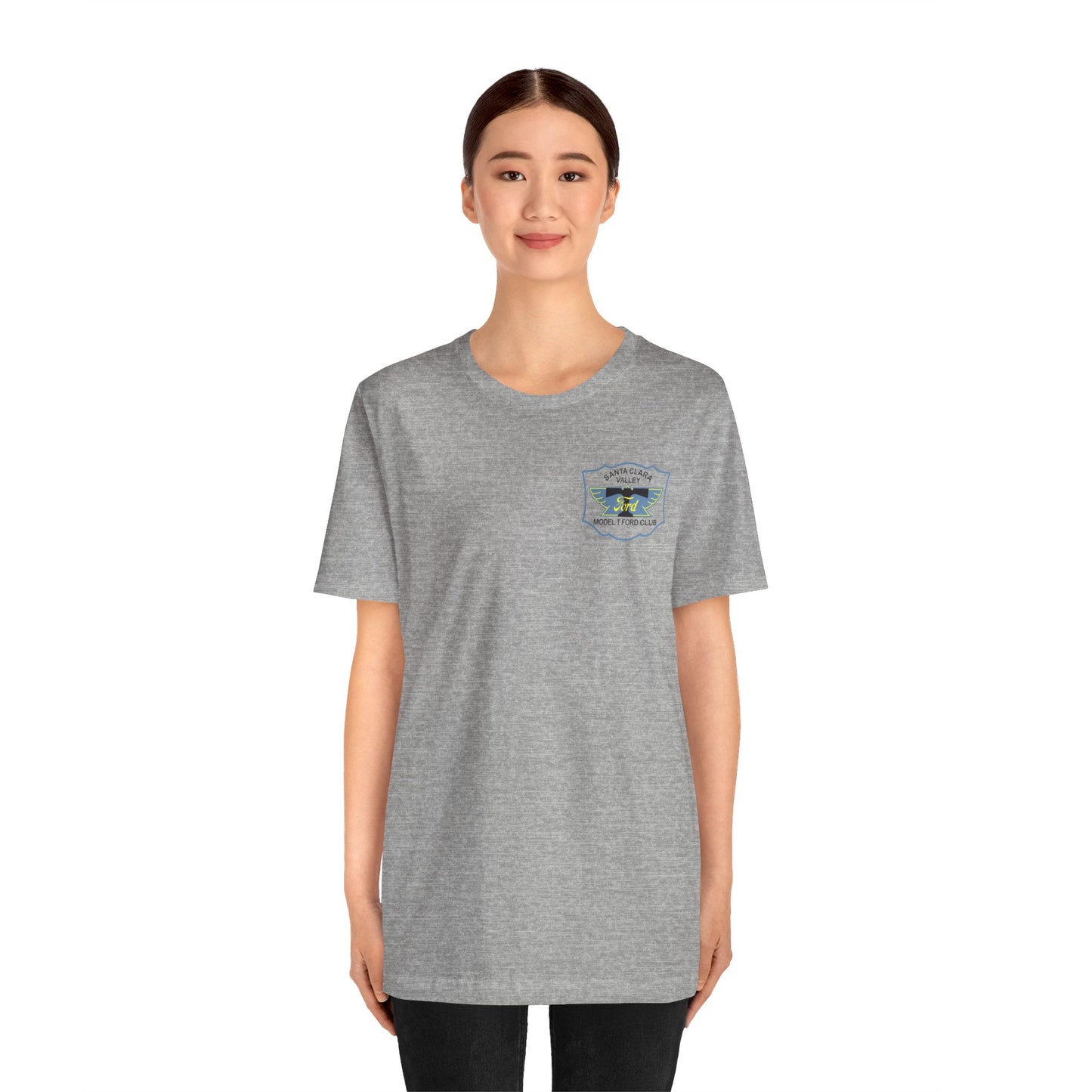 Santa Clara Valley Model T Ford Club (front and back print) Unisex Jersey Short Sleeve Tee