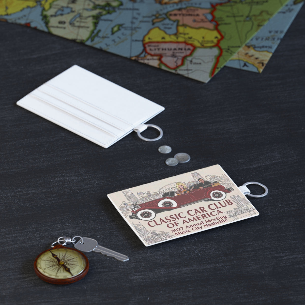 Classic Car Club Leather Card Holder — 2027 Nashville Annual Meeting Design