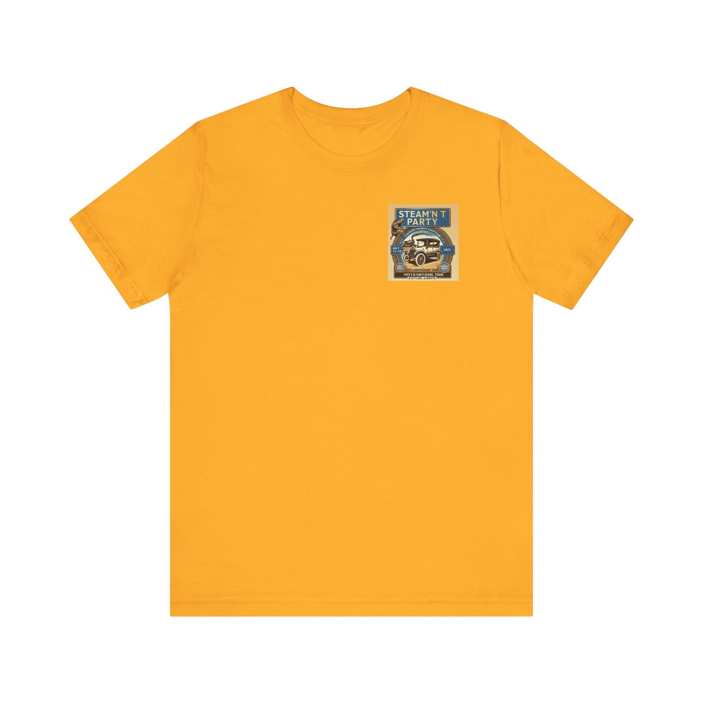 Foothills Model T Ford Club STEAM'N T PARTY (front and back logos) Unisex Short Sleeve Shirt