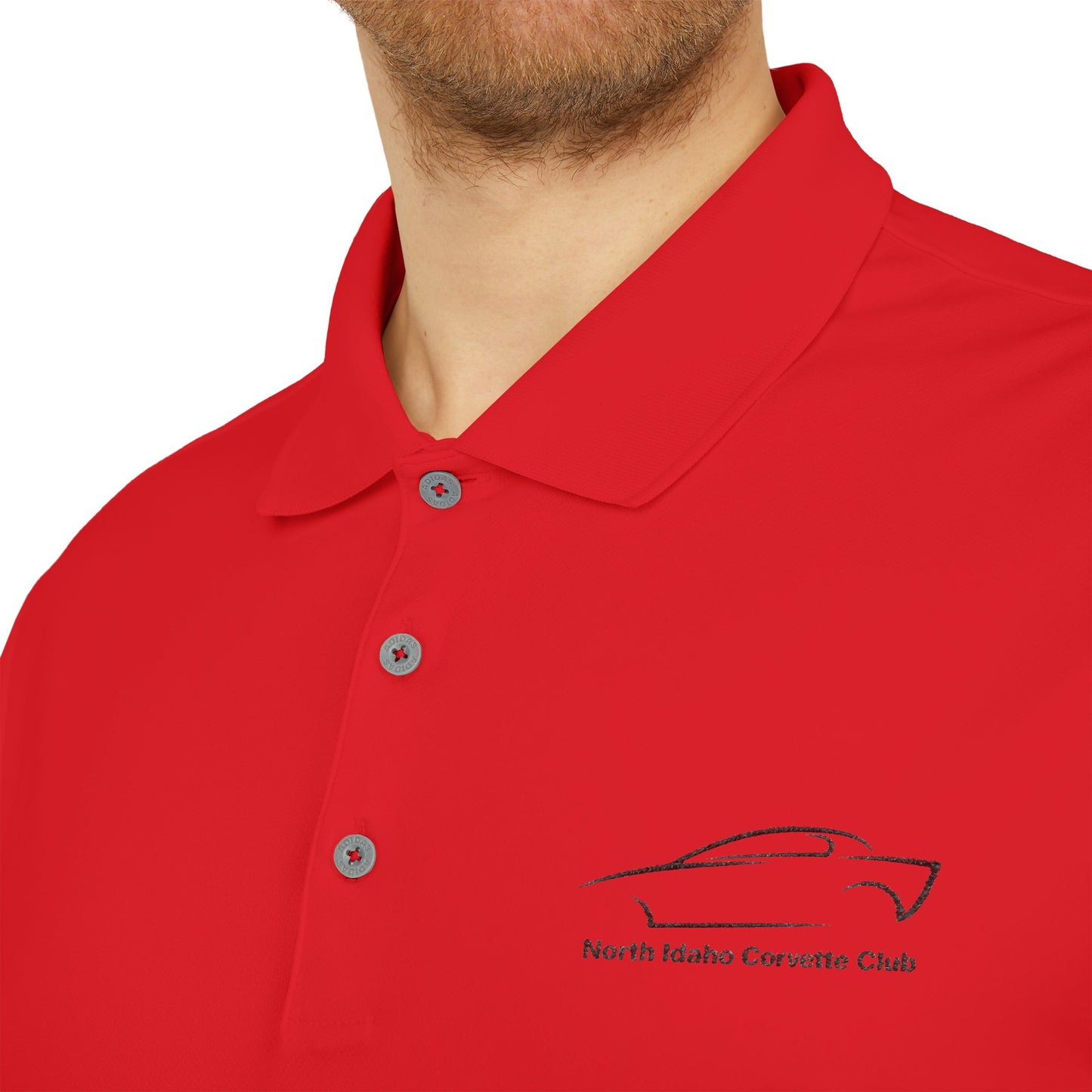 North Idaho Corvette Club Black Embroidered Polo — adidas Unisex Performance Polo