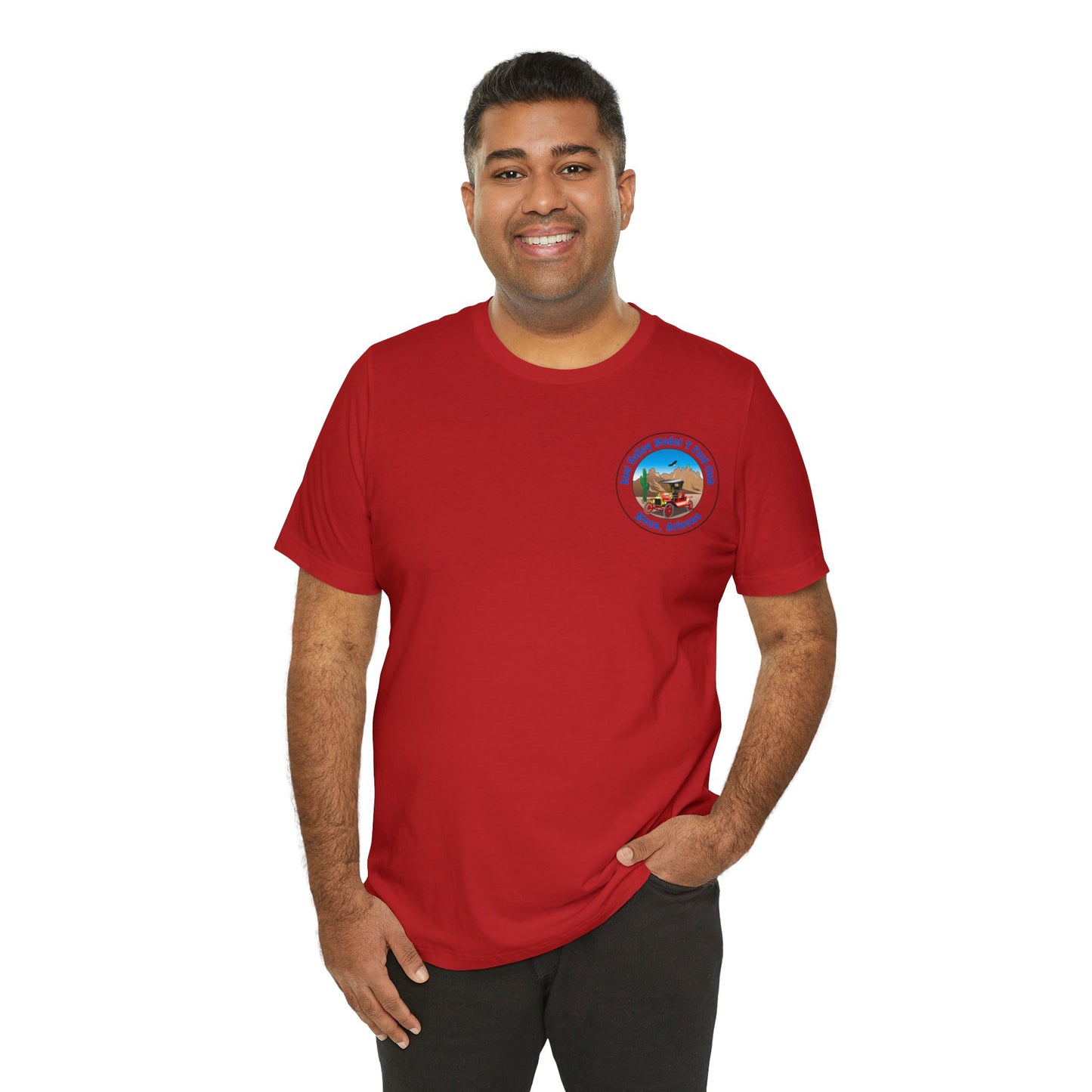 East Valley Model T Ford Club (front and back logo) Unisex Jersey Short Sleeve Tee