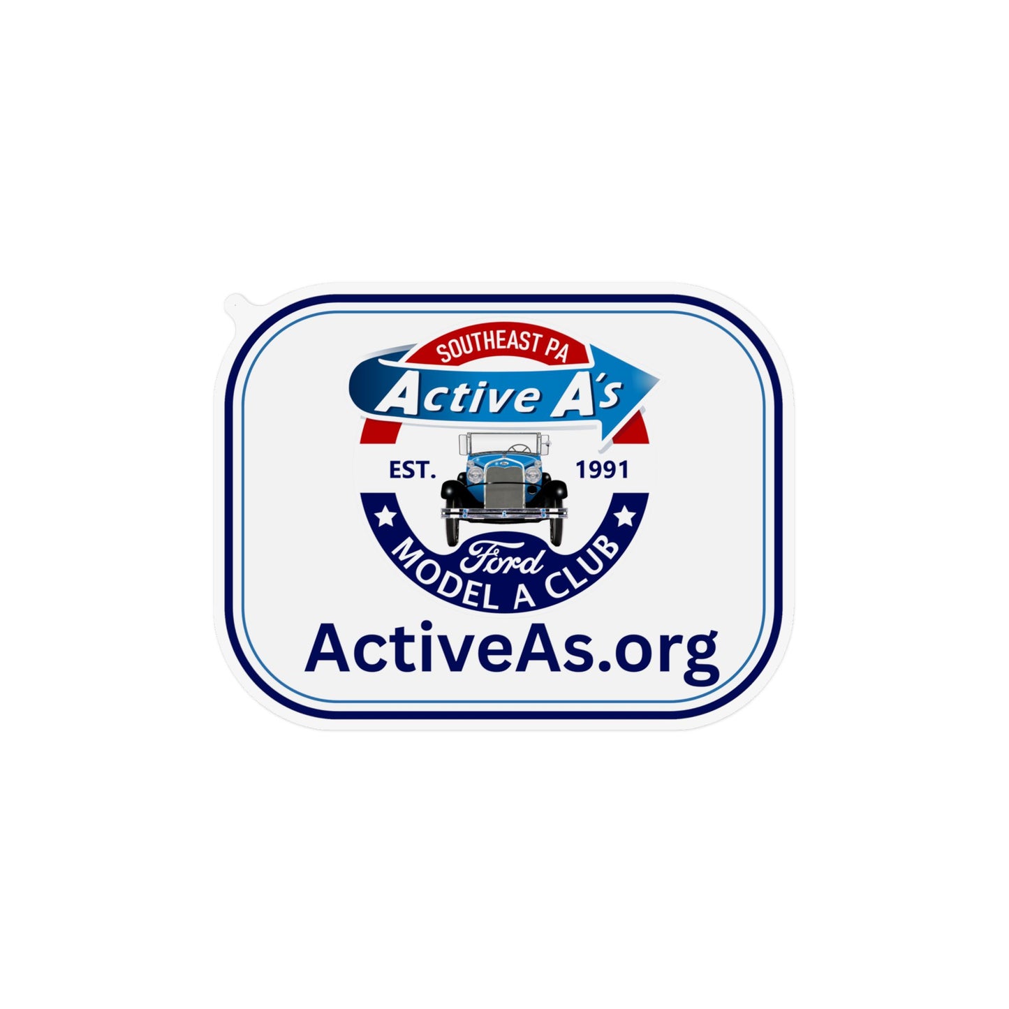 Active A’s Ford Model A Club Logo (ActiveAs.org) — One Custom Shape Magnet approximately 18" x 16"